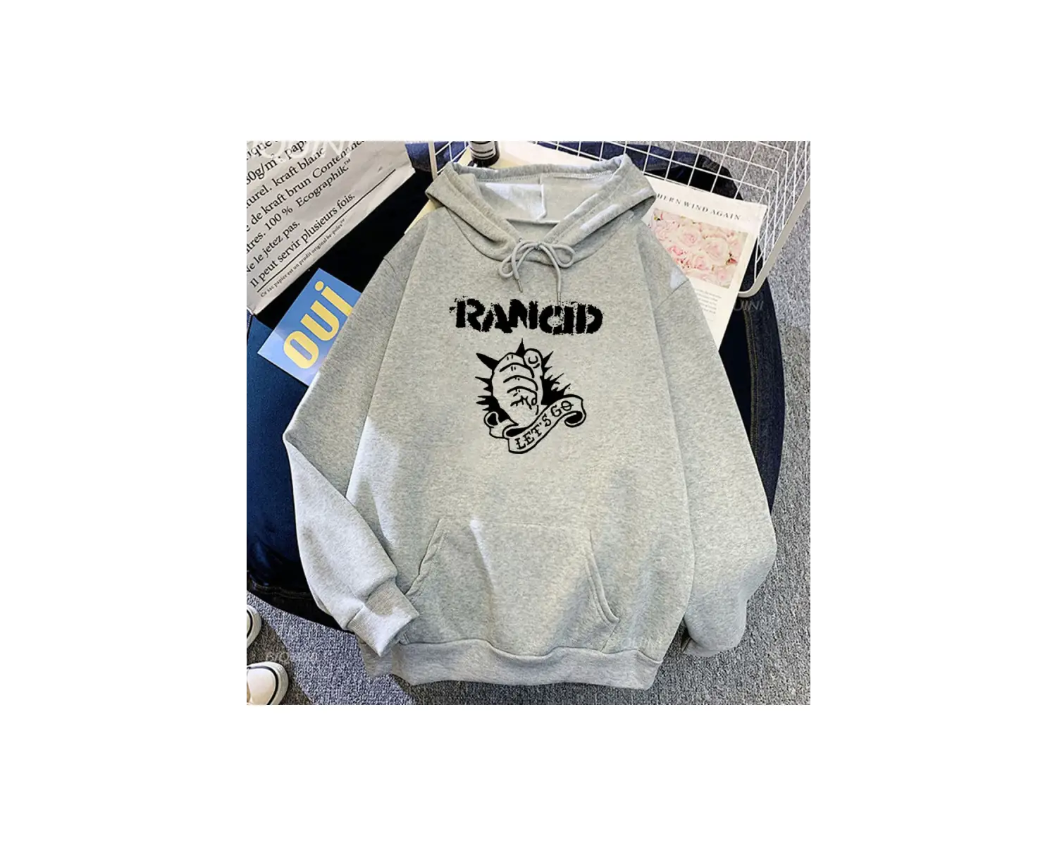 Beyaz Unisex Rancid Rock Band Hip Hop moda gidelim erkekkıyafetleri sıcak Har