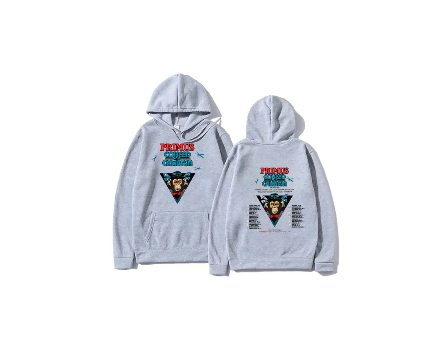 Beyaz Unisex Retro kaya müzik Primusss grafik baskı kapşonlu elbise erkekle