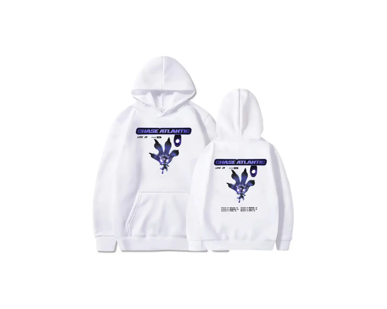 Beyaz Unisex Rock Grubu Chase Atlantic Kapüşonlular Rahat Kapşonlu ErkekAğır