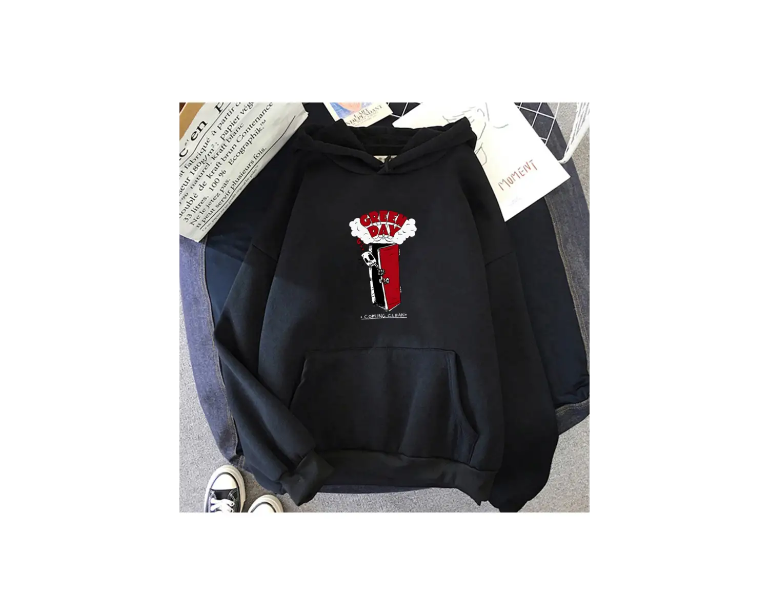 Beyaz Unisex Rock Grubu Müzik G-yeşil Gün Kapüşonlular Streetweed Ağır Zihinsel Hip Hop