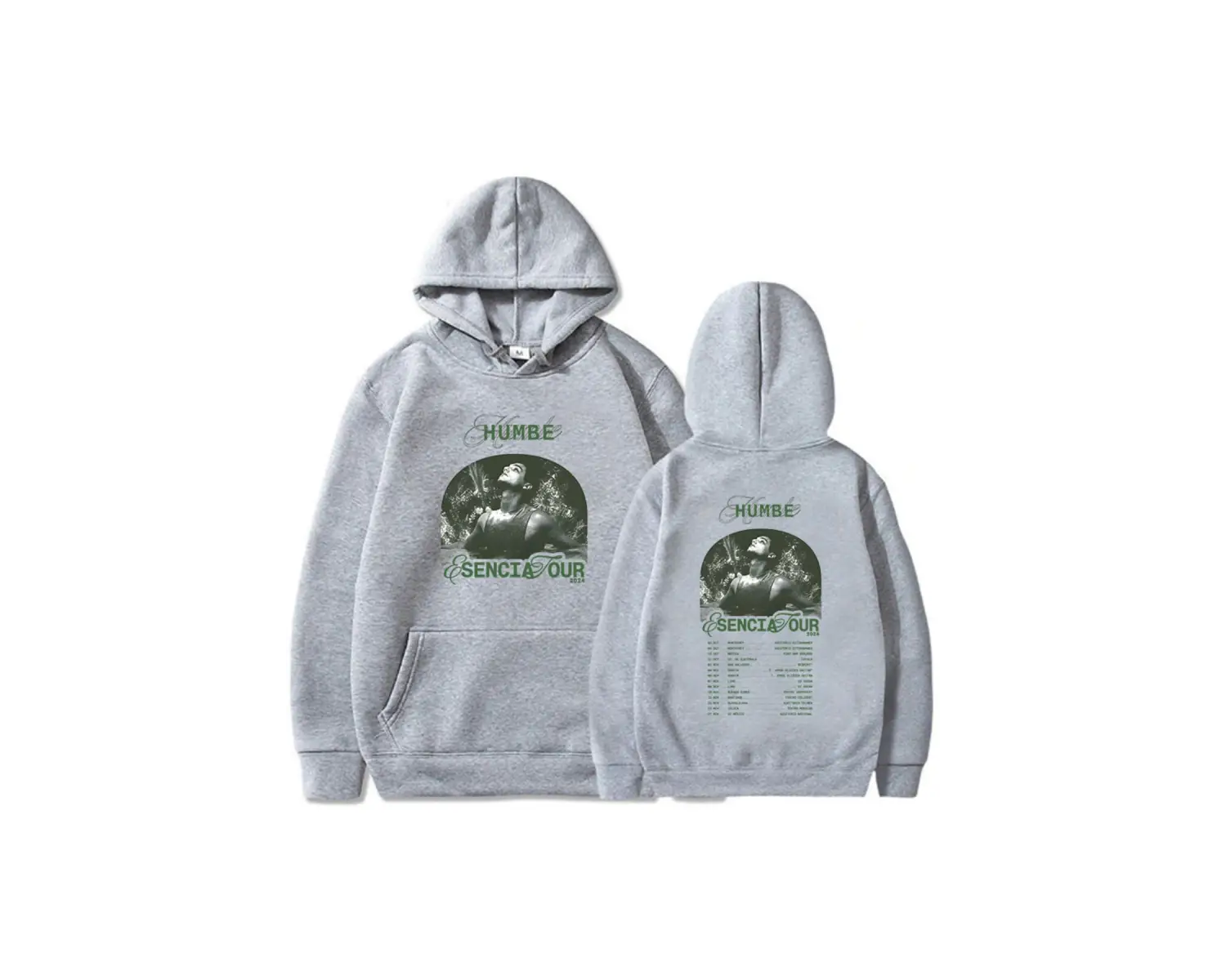 Beyaz Unisex Şarkıcı grafik Esencia tur Humbe kapşonlu erkekağır