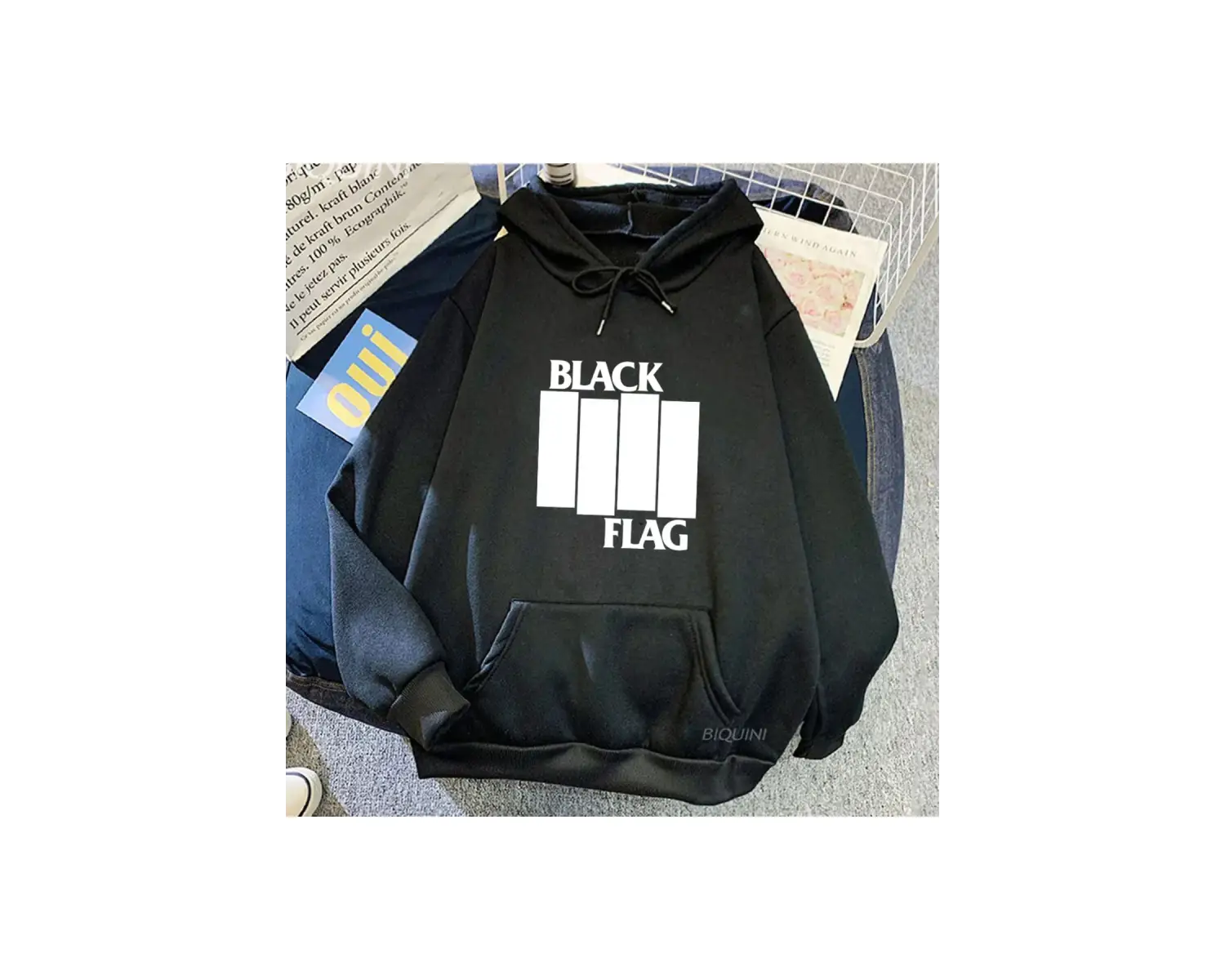 Beyaz Unisex Siyah bayrak bant baskı giyim Punk Rock tarzı sokak nedensel rahat ka