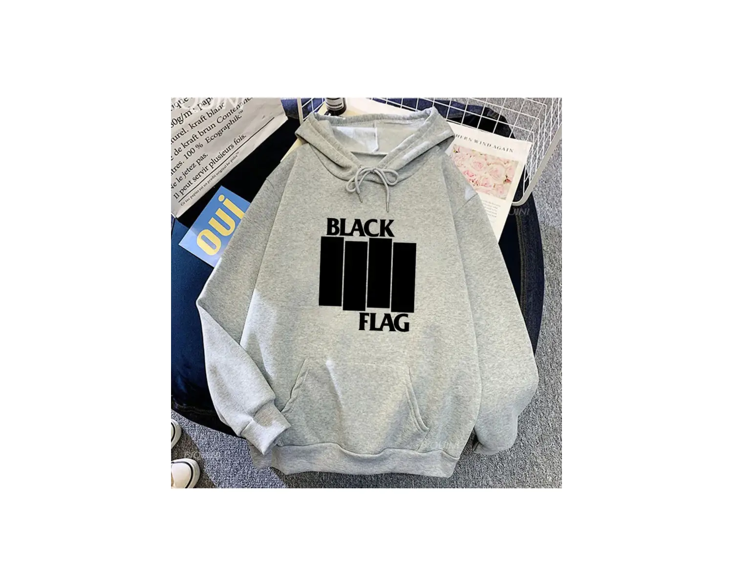 Beyaz Unisex Siyah bayrak bant baskı giyim Punk Rock tarzı sokak nedensel rahat ka