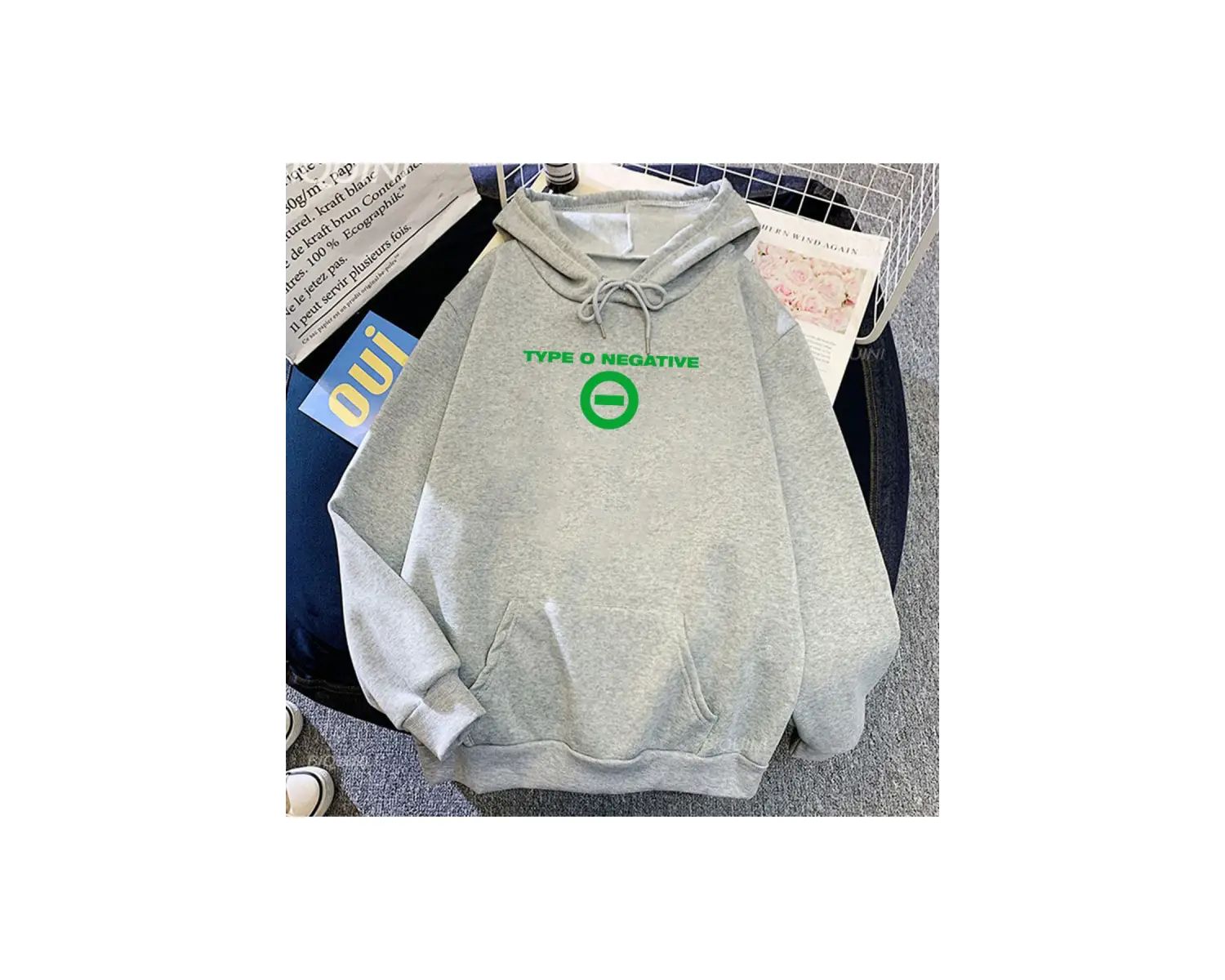 Beyaz Unisex Streetwear Hip Hop zihinsel bant tipi O negatif grafik Hombre deras Hombre Harajuku k