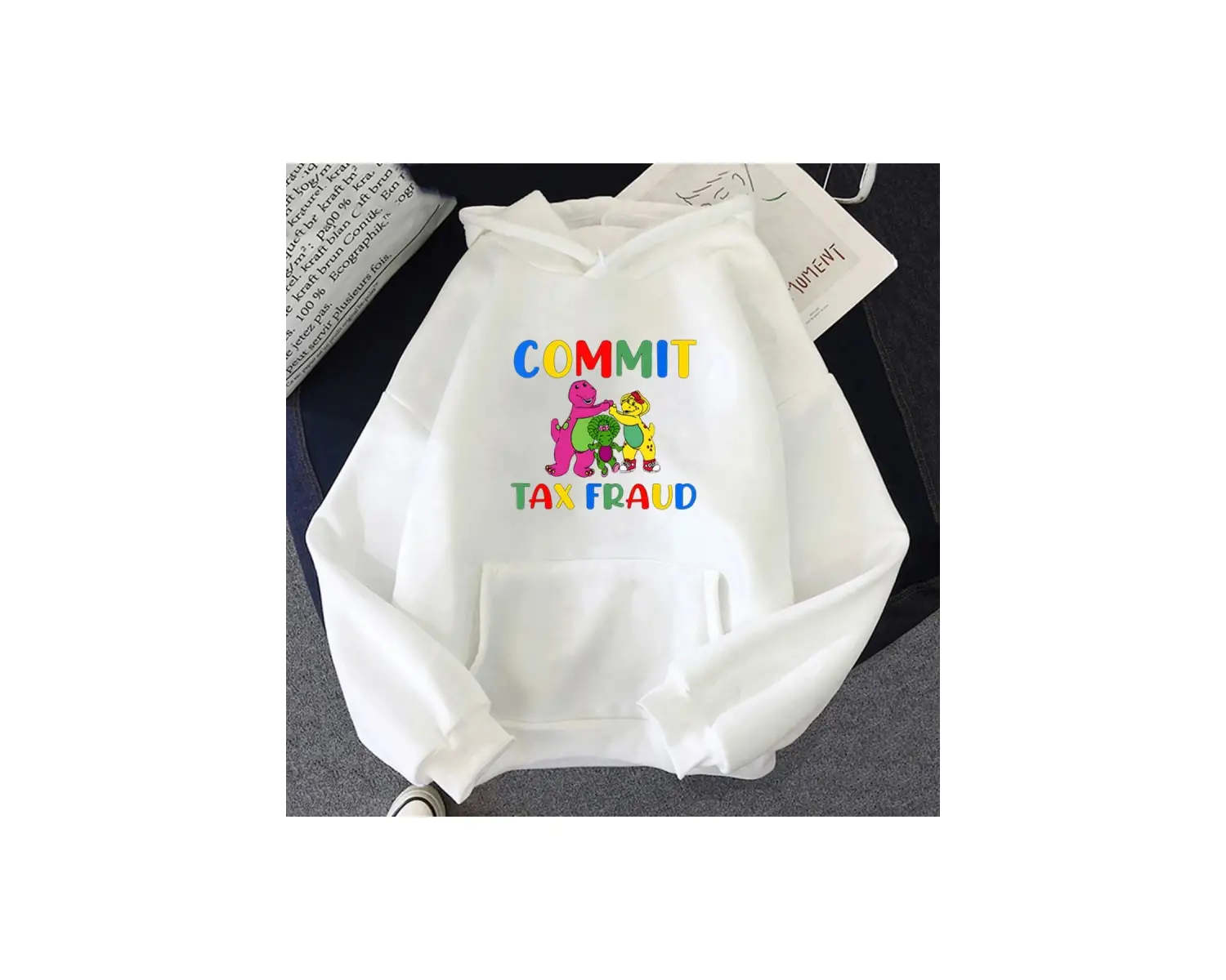 Beyaz Unisex Taahhüt vergi dolandırıcılık Hoodie karikatür grafik bas