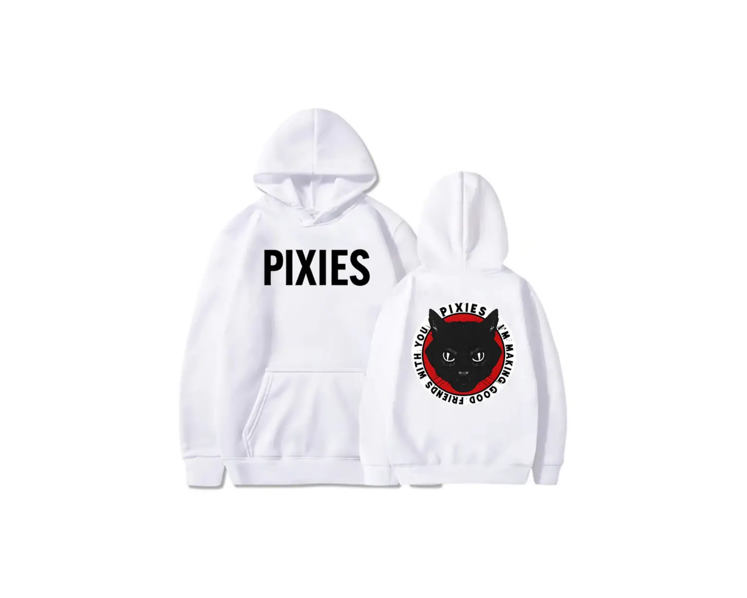 Beyaz Unisex Tame Pixies Band Grafik Baskı Rahat Sokak Modası Kad