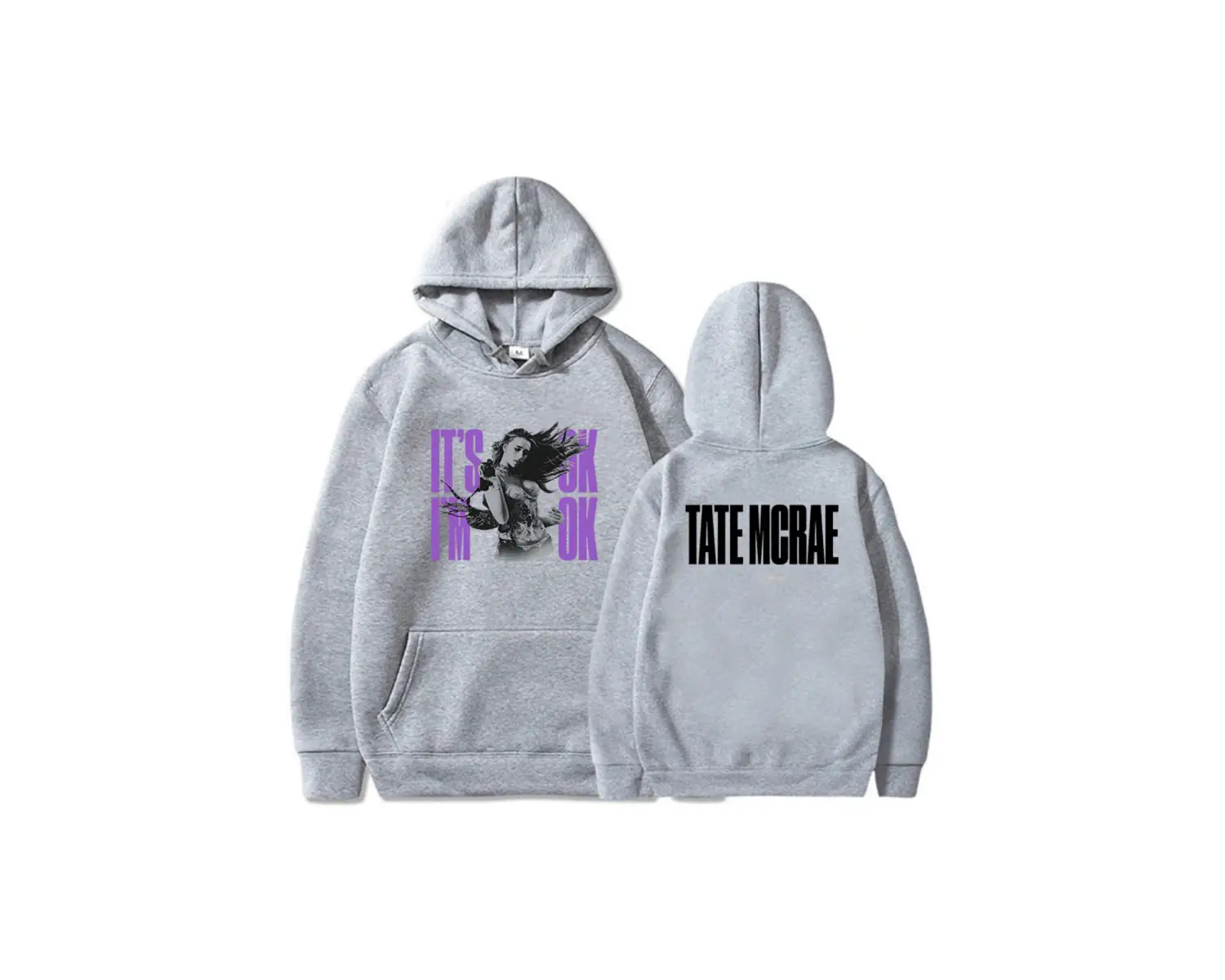 Beyaz Unisex Tate McRae tamam ben tamam lar kapşonlu grafik giyim ağır zihi
