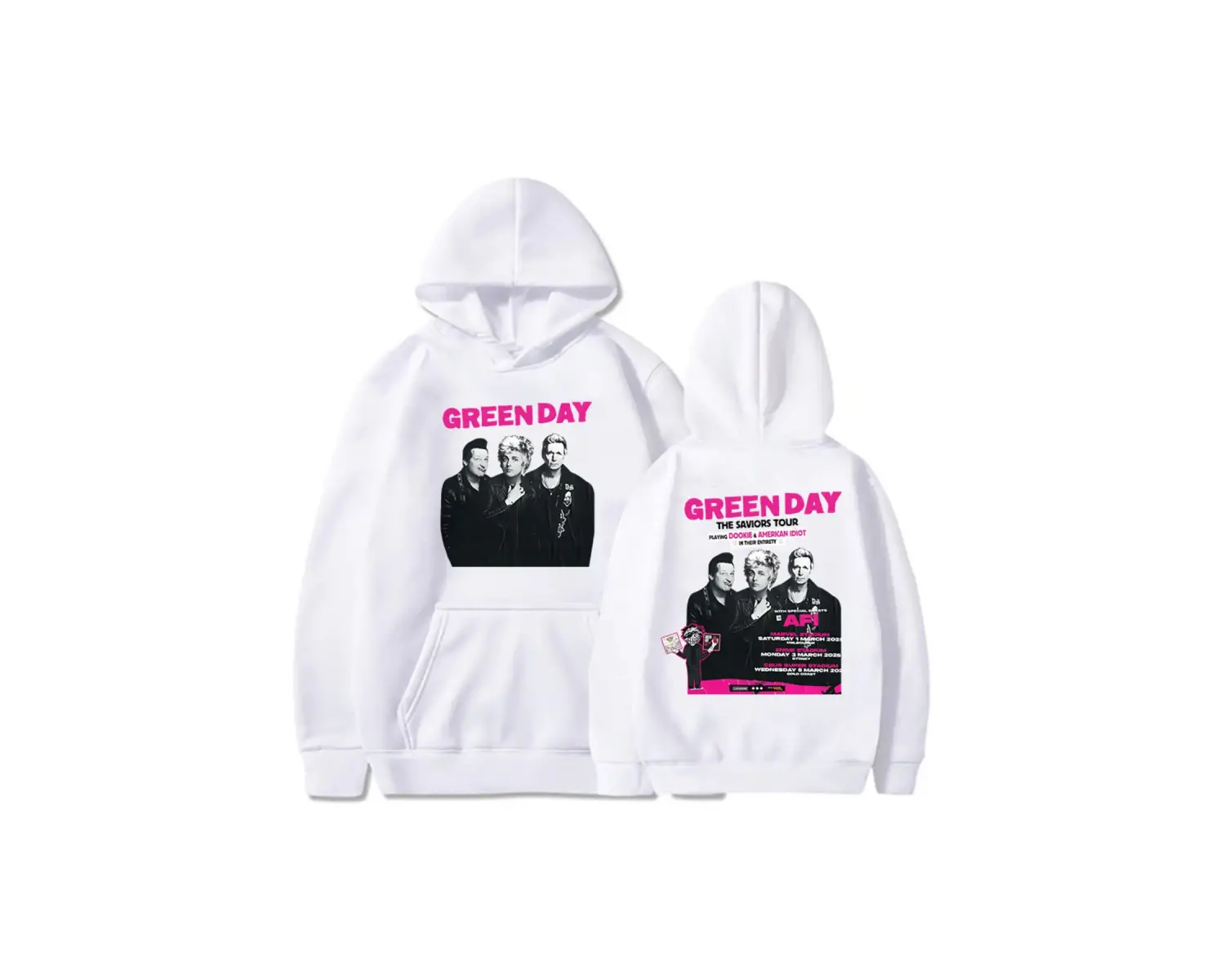 Beyaz Unisex The Saviors Tour 2025 Green Day Rock Band Graphic Sweatshirts Sudaderas Long S