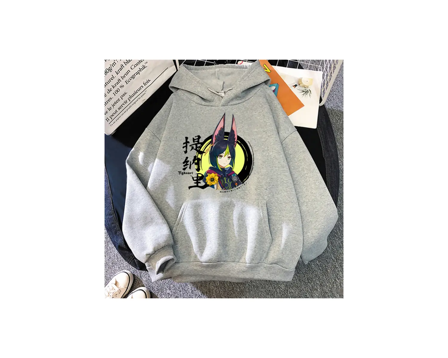 Beyaz Unisex Tighnari oyunu Genshin darbe Harajuku estetik rahat