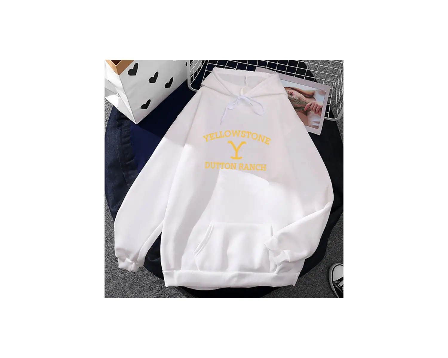 Beyaz Unisex Yellowstone Dutton Ranch TV Series Graphic Clothes Winter Long Sleeve MenWomen Sweat