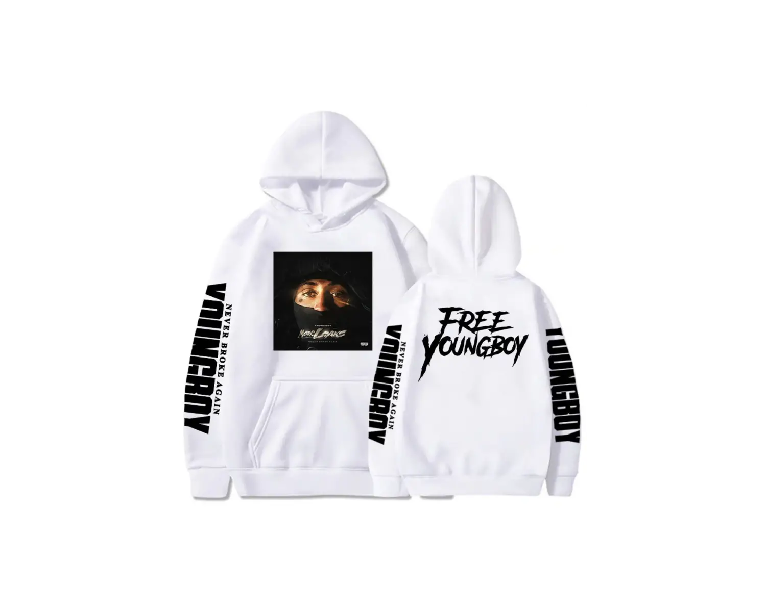 Beyaz Unisex YoungBoy Never Broke Again Daha Fazla Sızıntı Albümü kapüşonlu e