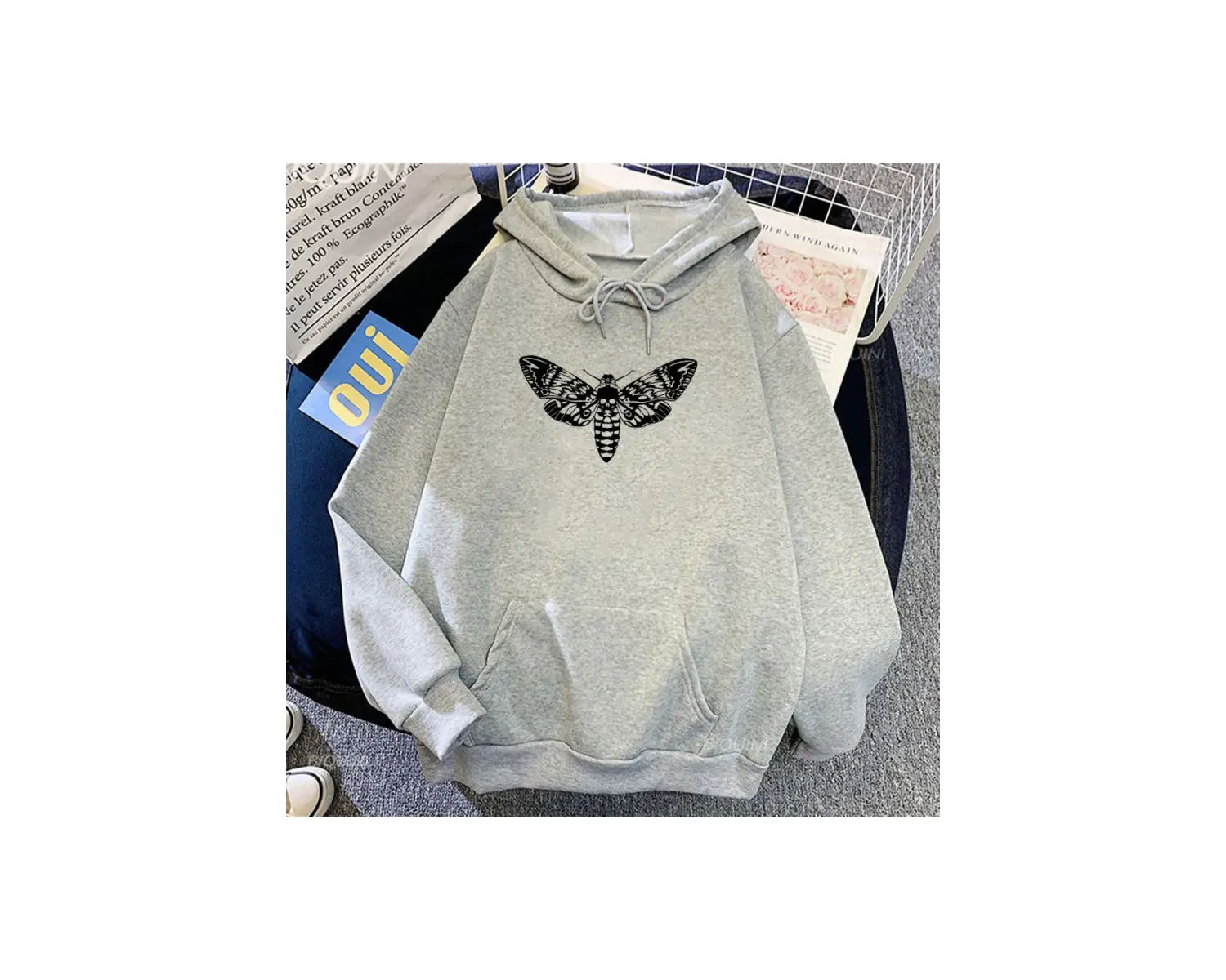 Beyaz Unisex Yumuşaki öpücük ölüm MOTHICA caderas Con Capucha Casua