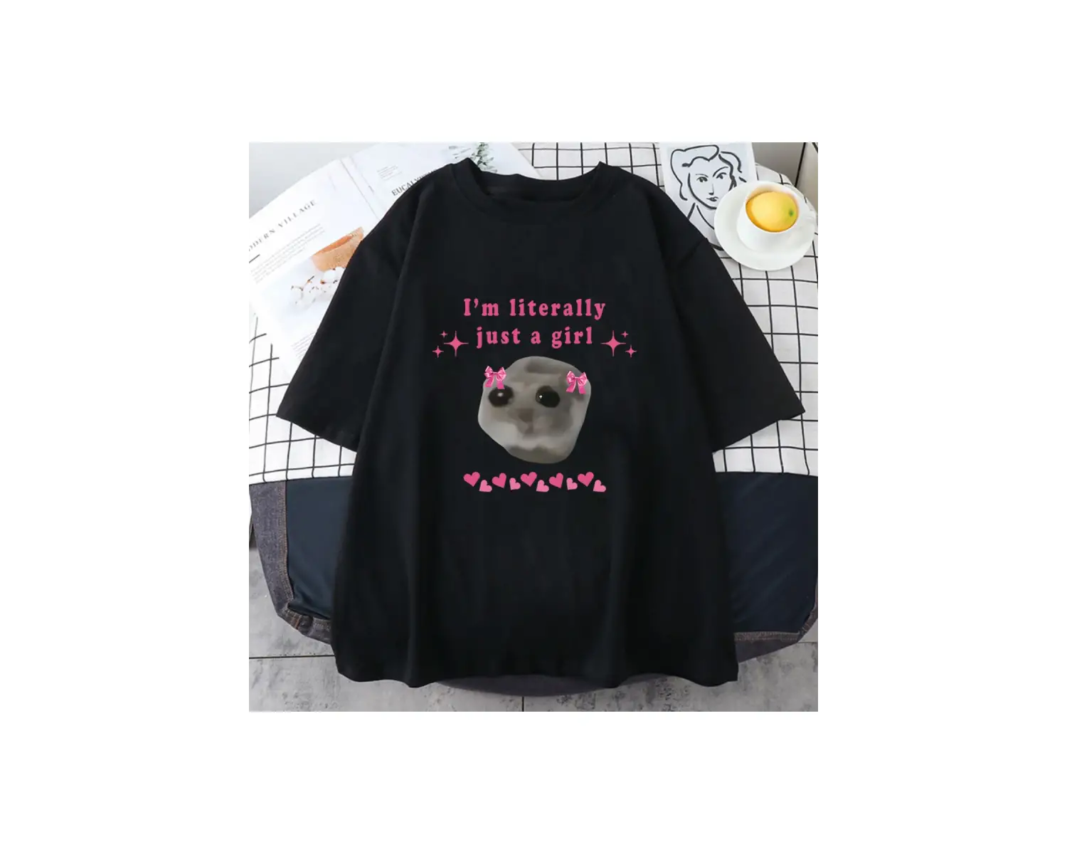 Beyaz Üzgün Hamster Tshirt ben sadece bir mektup