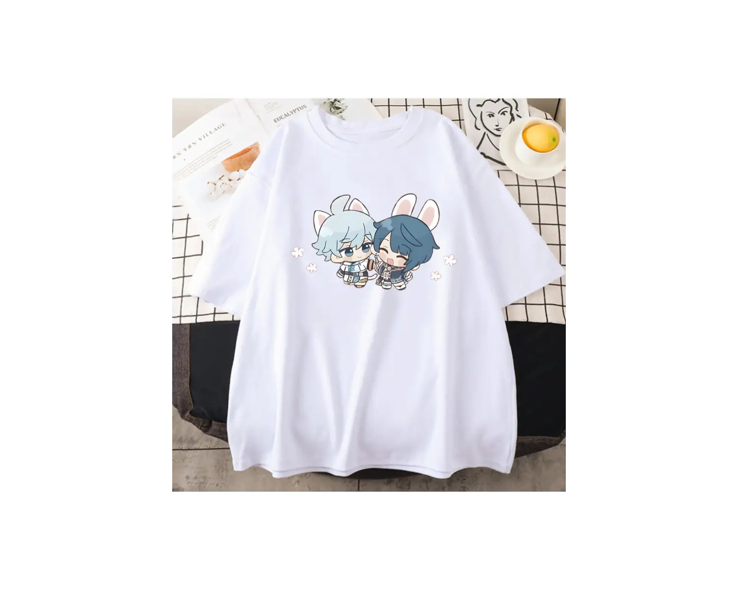 Beyaz Xingqiu ve Chongyun Bunny sevimli Genshin darbe Kawaii