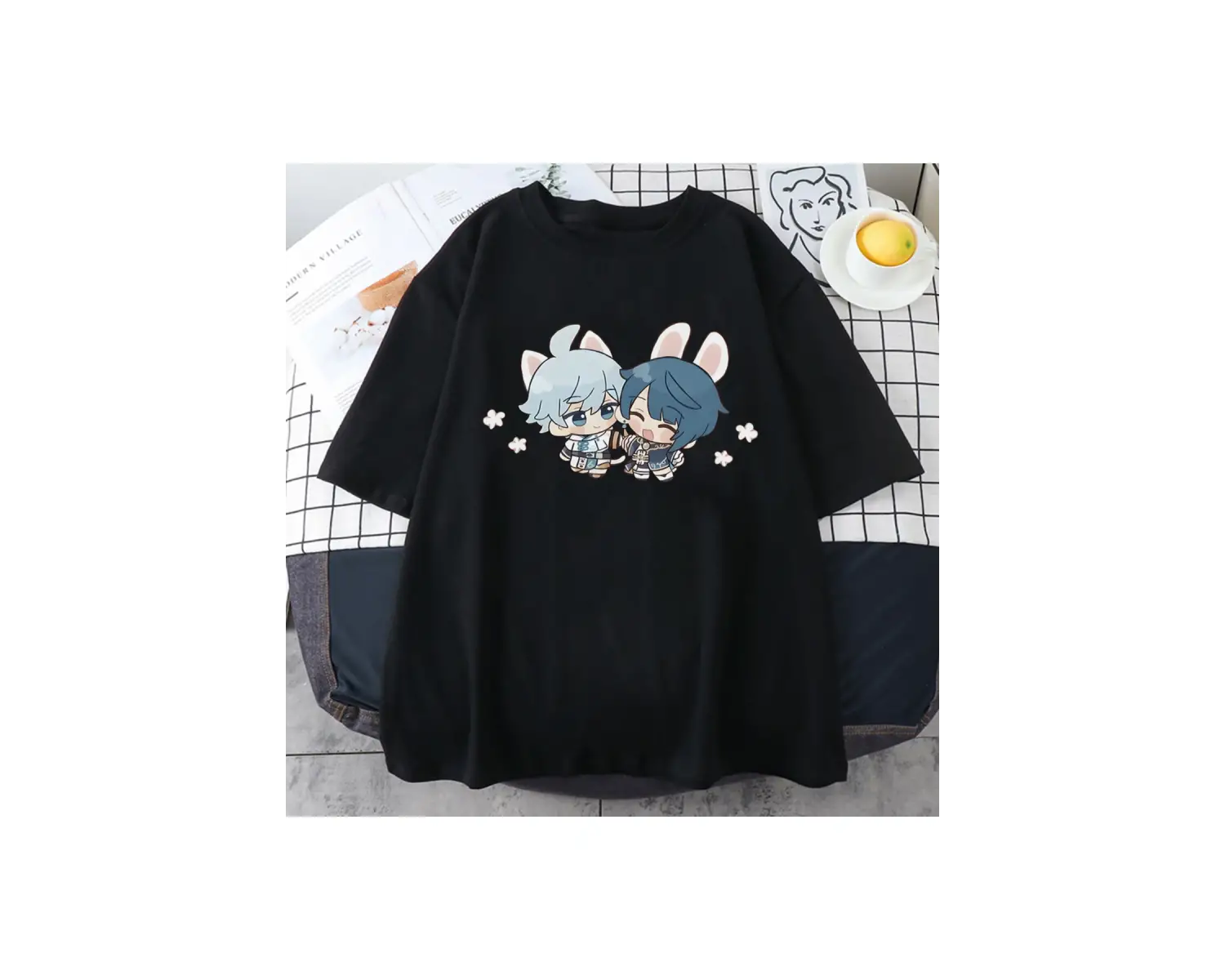 Beyaz Xingqiu ve Chongyun Bunny sevimli Genshin darbe Kawaii