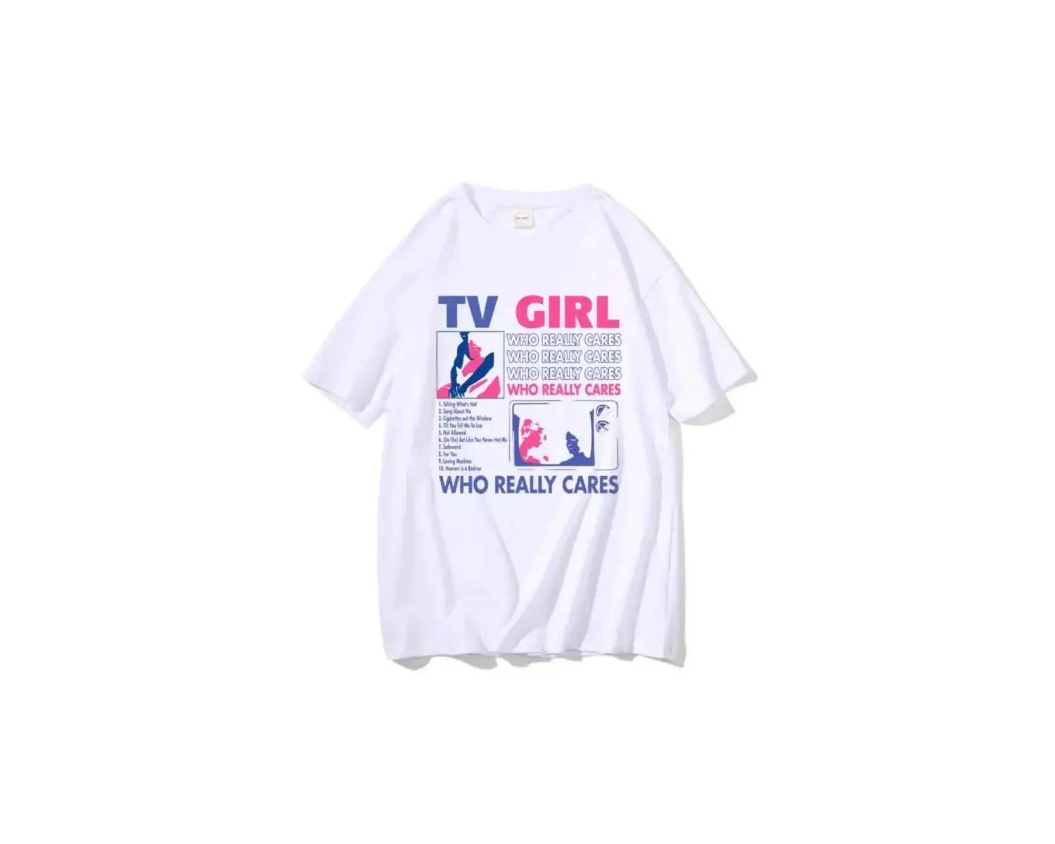 Beyaz Y2k Trend Tv Severler Rock Şarkısı Baskı Hip Hop Tshirt