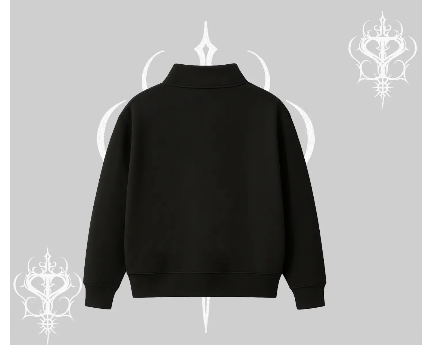 Beyaz Yarım Fermuarlı Sweatshirt Özel logolu