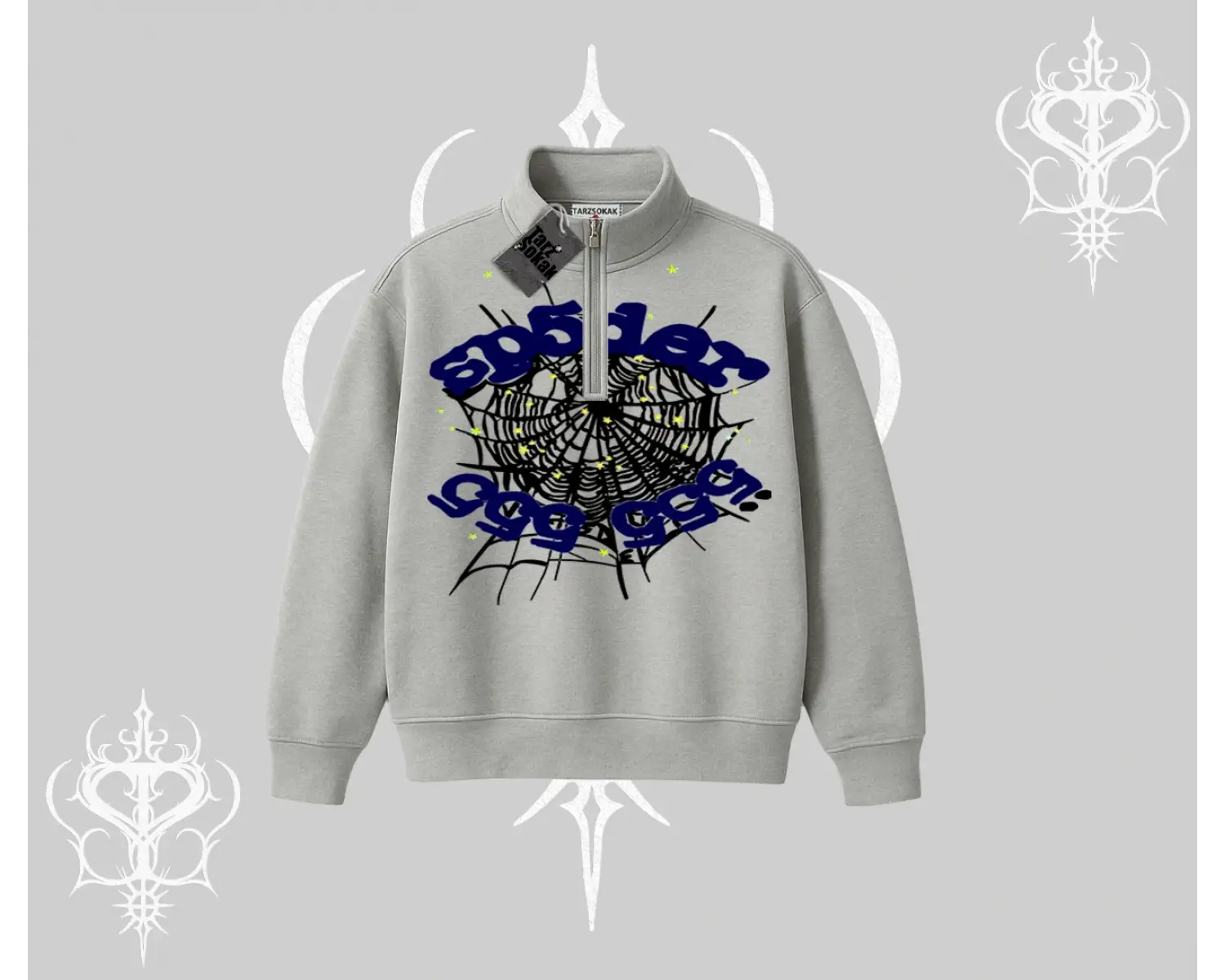 Beyaz Yarım Fermuarlı Sweatshirt Sp55der