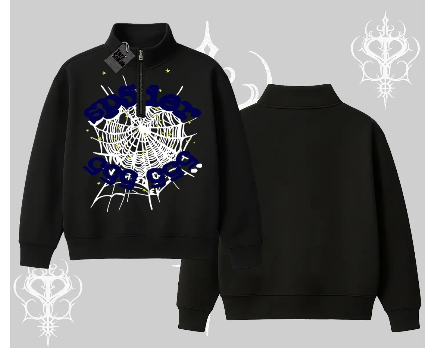 Beyaz Yarım Fermuarlı Sweatshirt Sp55der