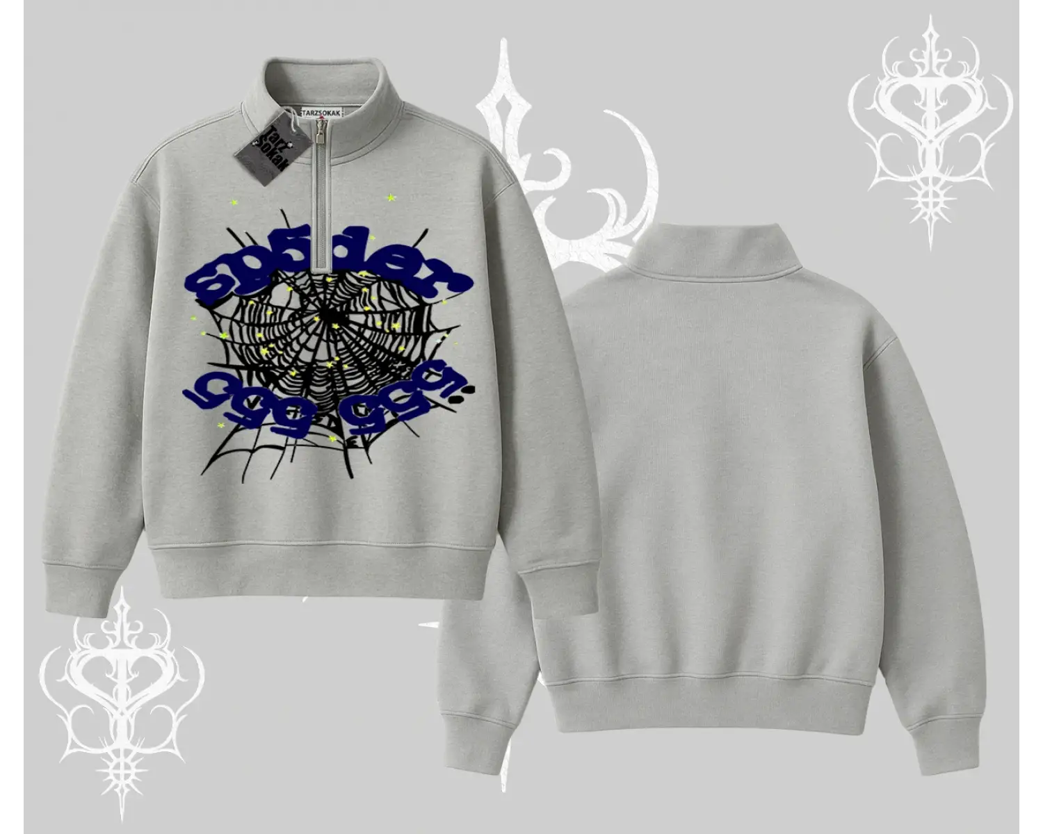 Beyaz Yarım Fermuarlı Sweatshirt Sp55der