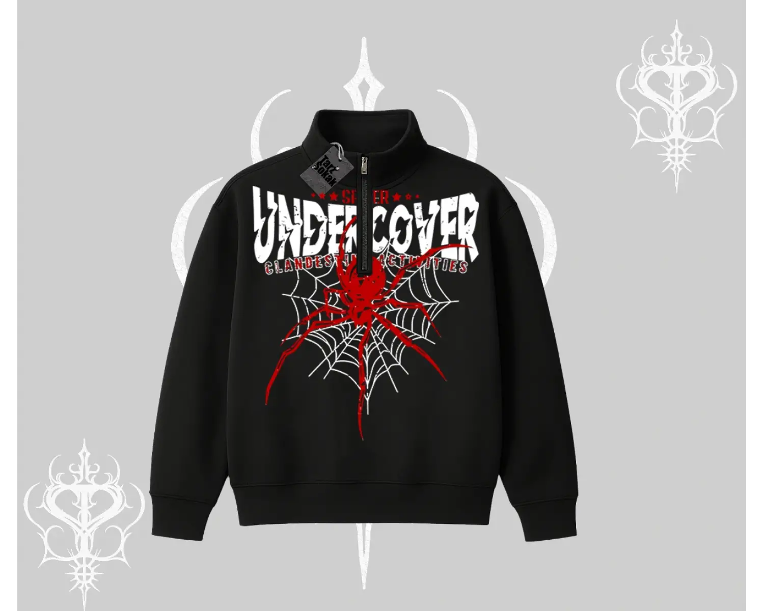Beyaz Yarım Fermuarlı Sweatshirt Spider Undercover
