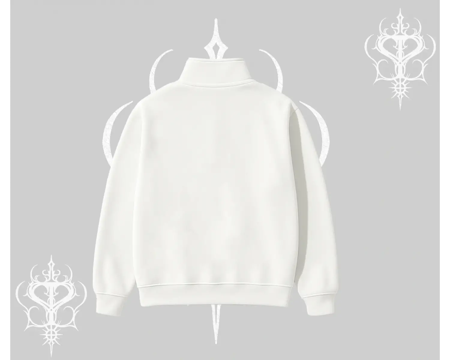 Beyaz Yarım Fermuarlı Sweatshirt Why are u Scared