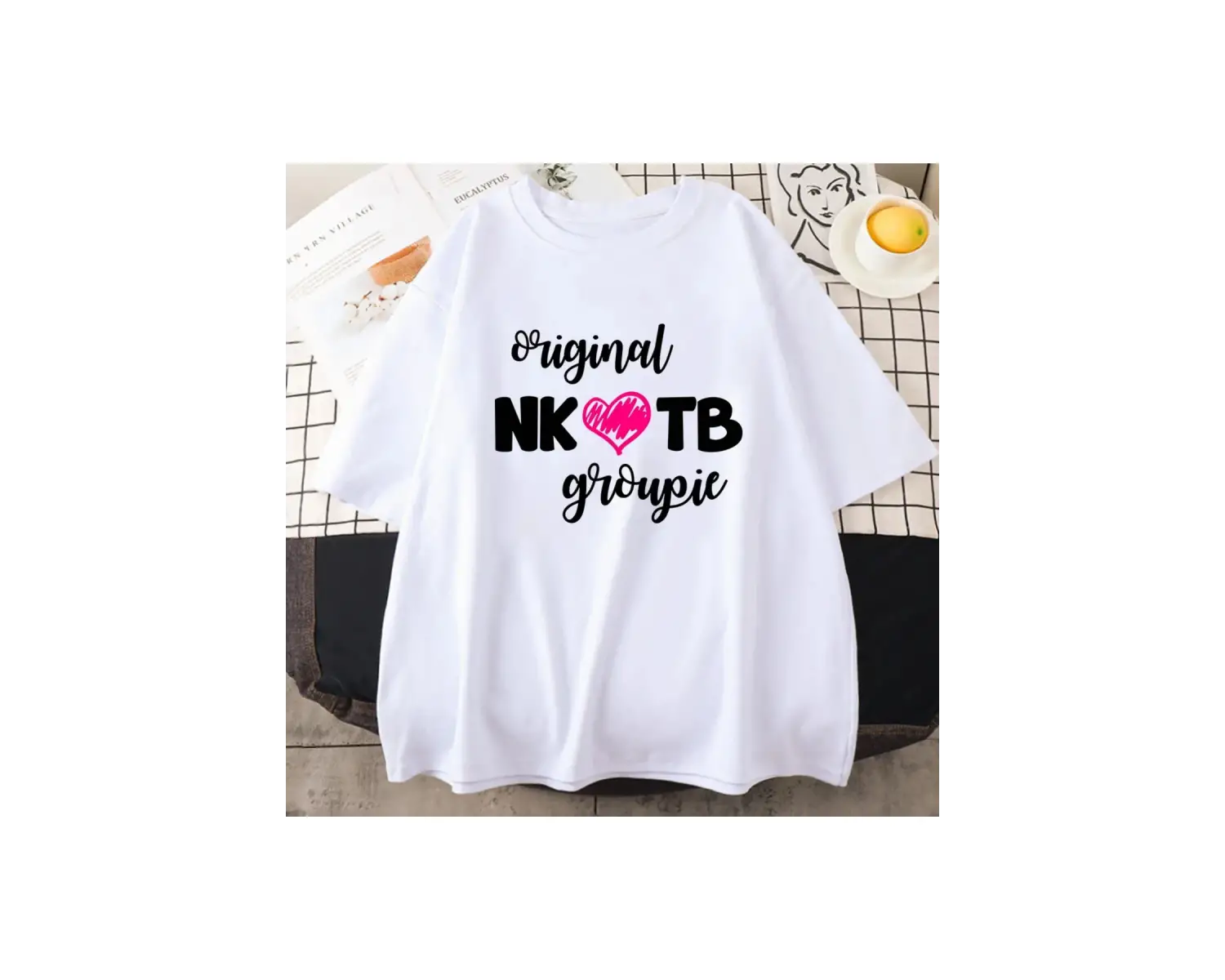 Beyaz yaz grafik baskılı Pop müzik grubu baskı -gömlek NKOTB yeni çocuklar blok