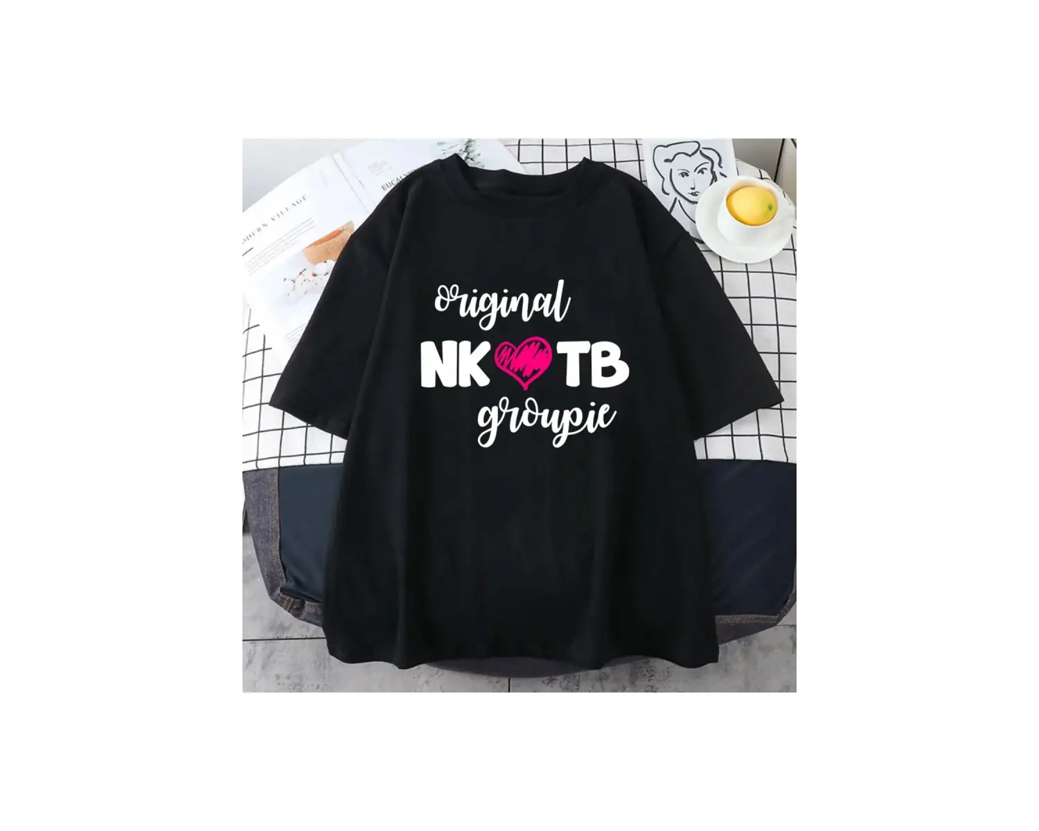 Beyaz yaz grafik baskılı Pop müzik grubu baskı -gömlek NKOTB yeni çocuklar blok