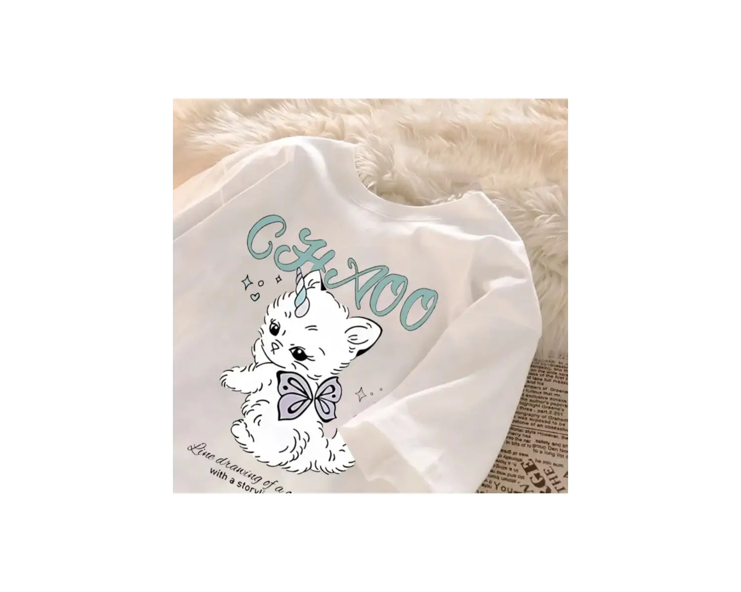 Beyaz Yaz Karikatür Şık Retro Komik Sevimli Zarif Yay Yavru Baskı günlük Üst T-sh