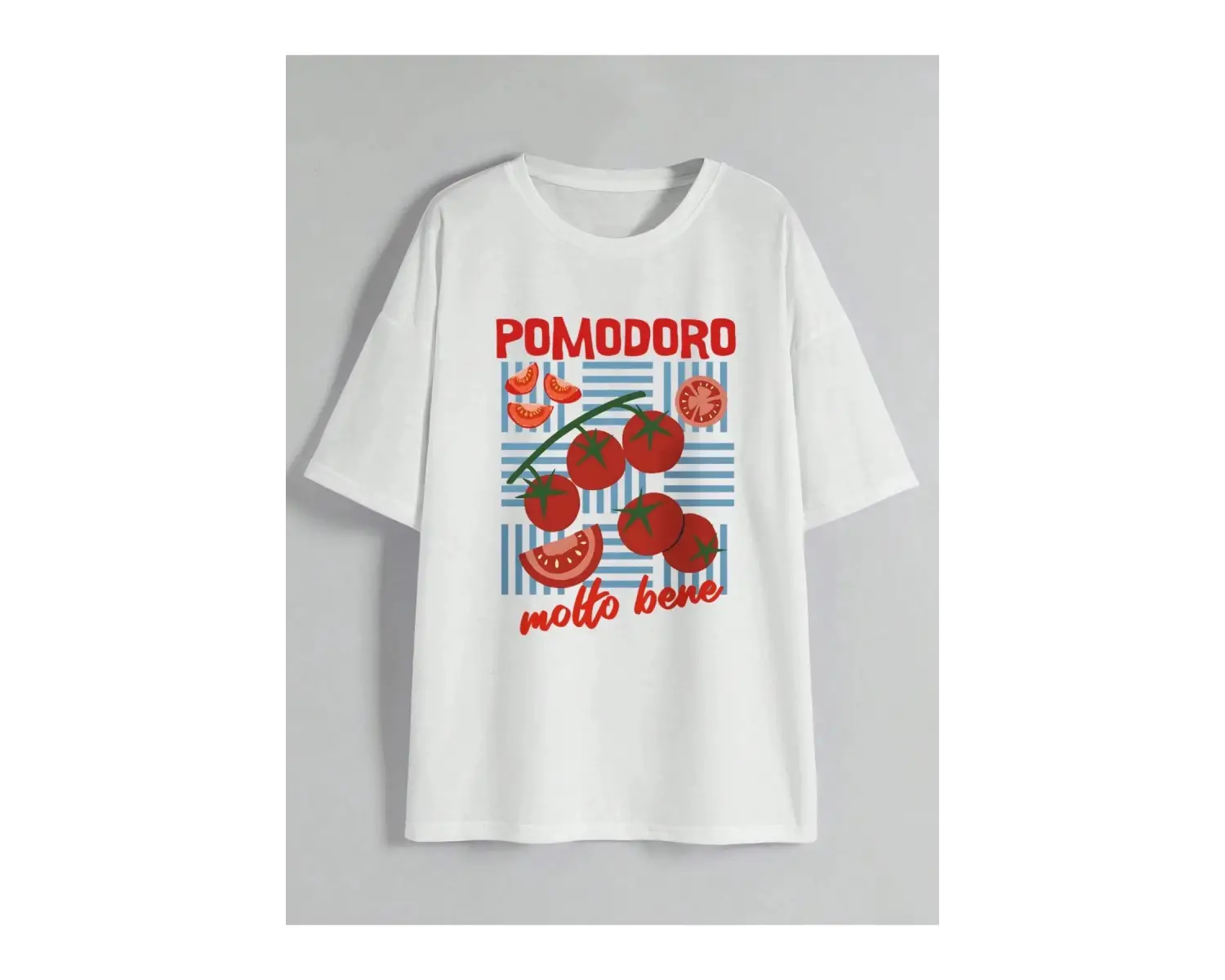 Beyaz Yaz Meyve Domates Mektup Baskı eyaz Baskı Ekip Boyun Üst Tüm Sezon Desen