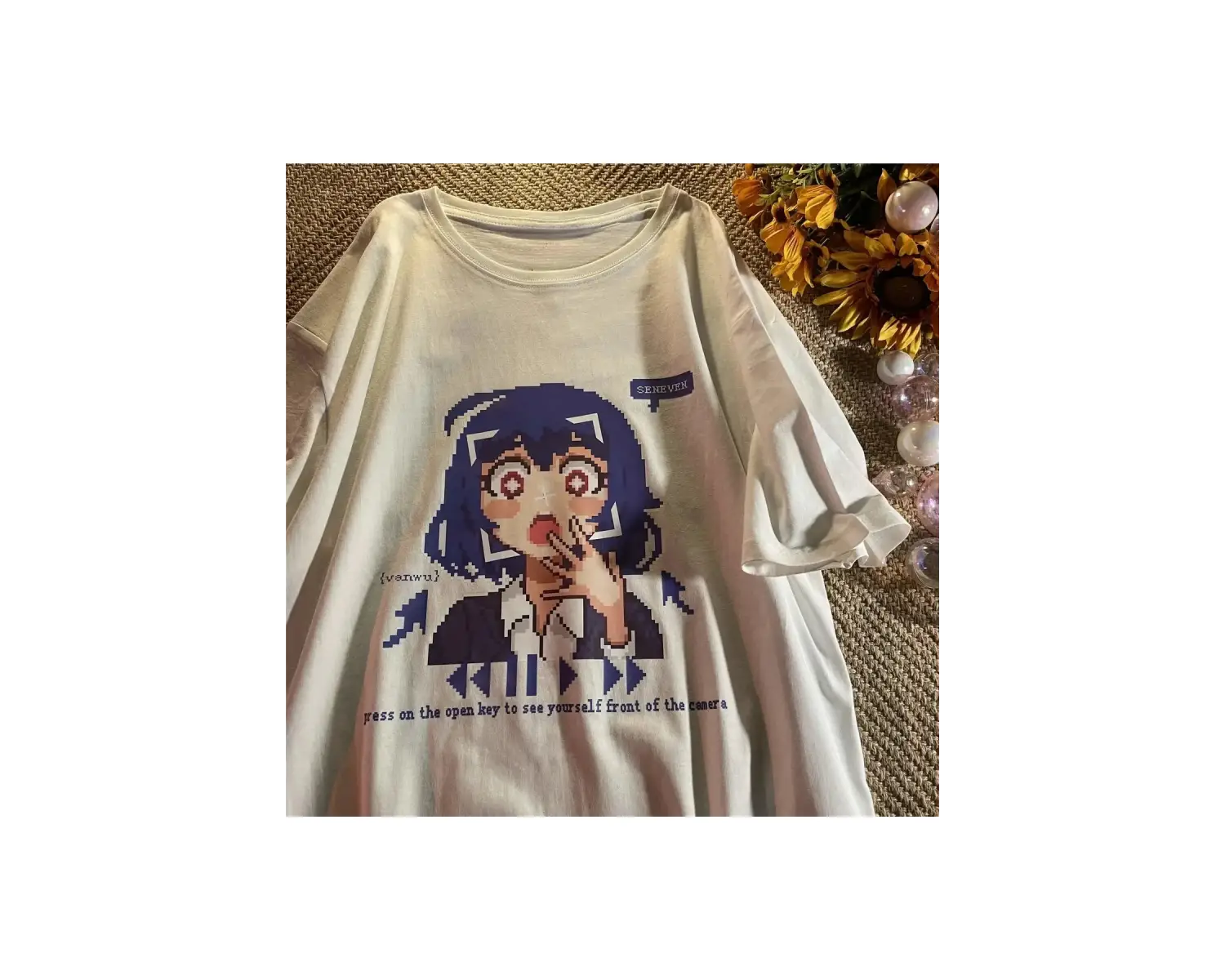 Beyaz yaz mozaik karikatür Harajukuk estetik V