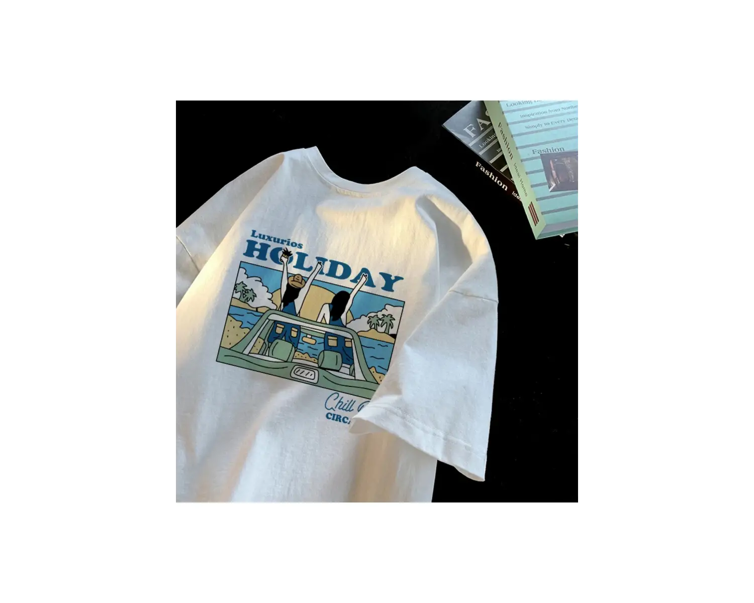 Beyaz Yaz Trendi Yaz Üst Hong Kong Faionable Grafik Tees Unisex Ca