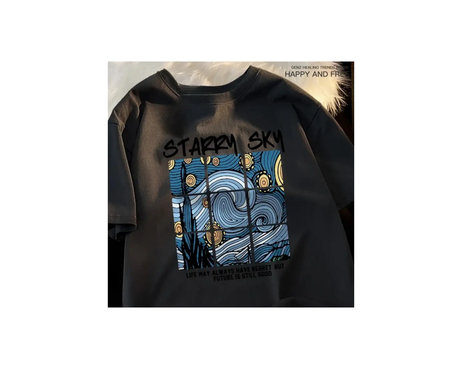 Beyaz Yıldızlı Gökyüzü Mavi Galaxy kıyafetleri Gevşek Üstleri Yaratıcılık T