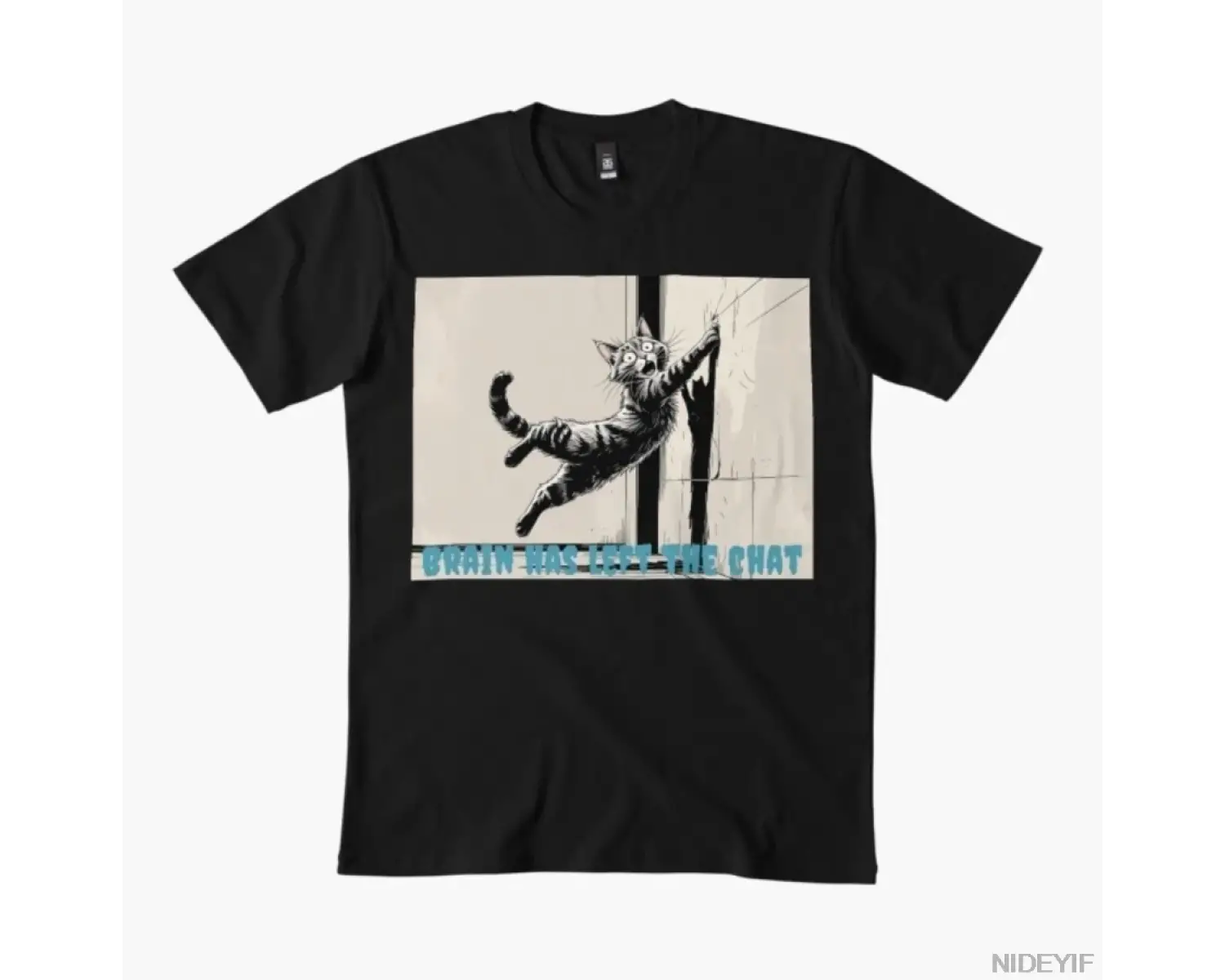 Beyin Sohbetten Çıktı — Şoklu Kedi Memesi Erkekler ve Kadınlar İçin Tişört %100 Pamuklu Tişör