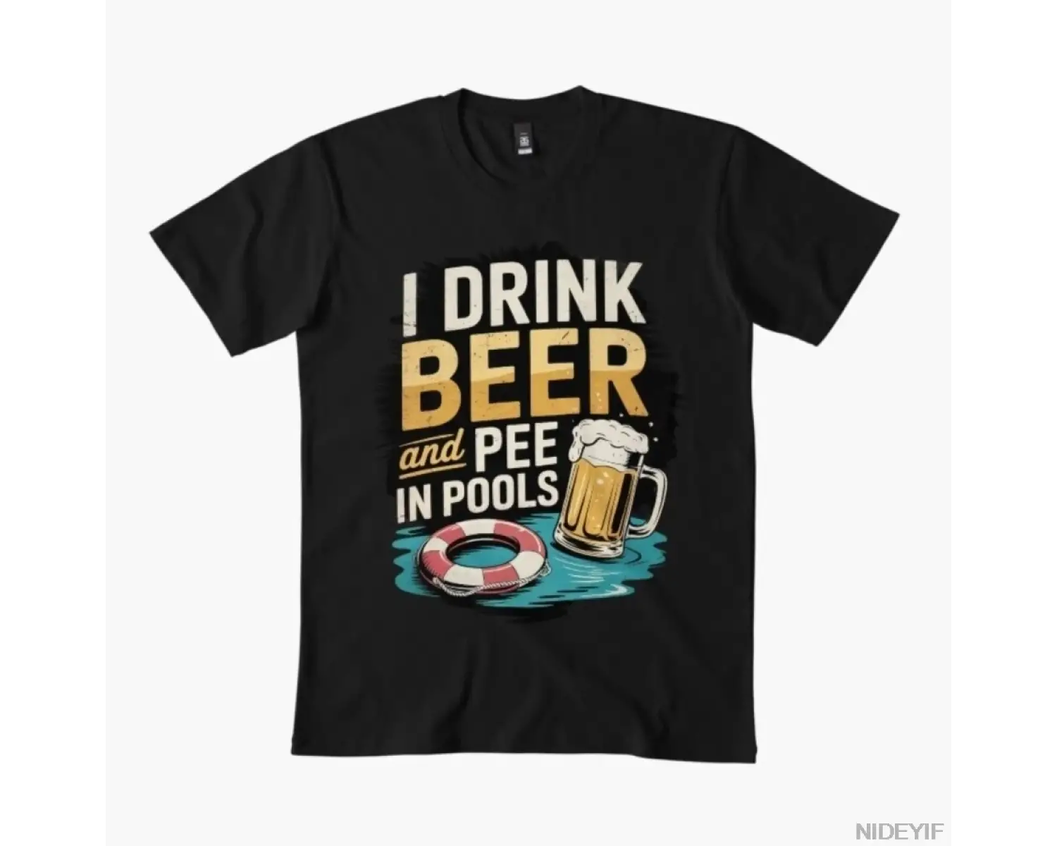 Bira İçerim ve Havuzlarda Çiş Yaparım Komik Ben Havuzlarda Çiş Yaparım Erkek Kadın Tişörtü %1