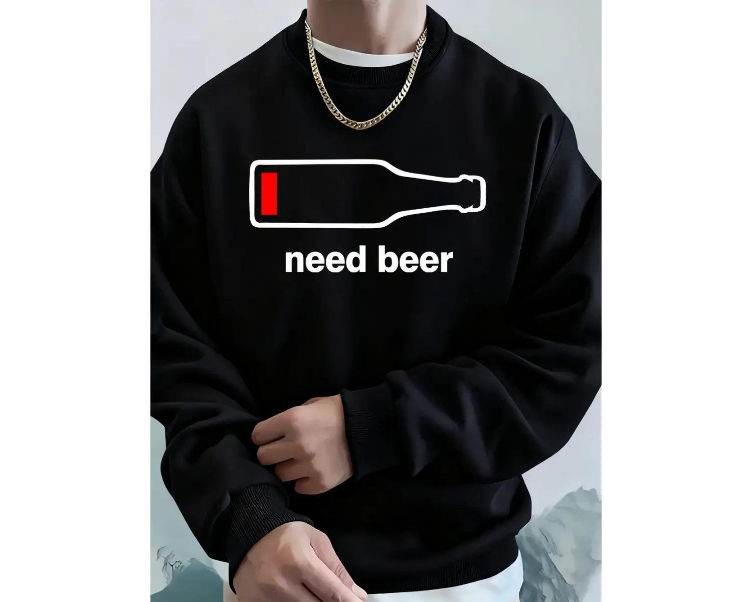 Bira İstiyorum Komik Baskılı Erkek Sweatshirtleri Kışlık Yuvarlak Yaka Kapüşonlu Üstler Sokak