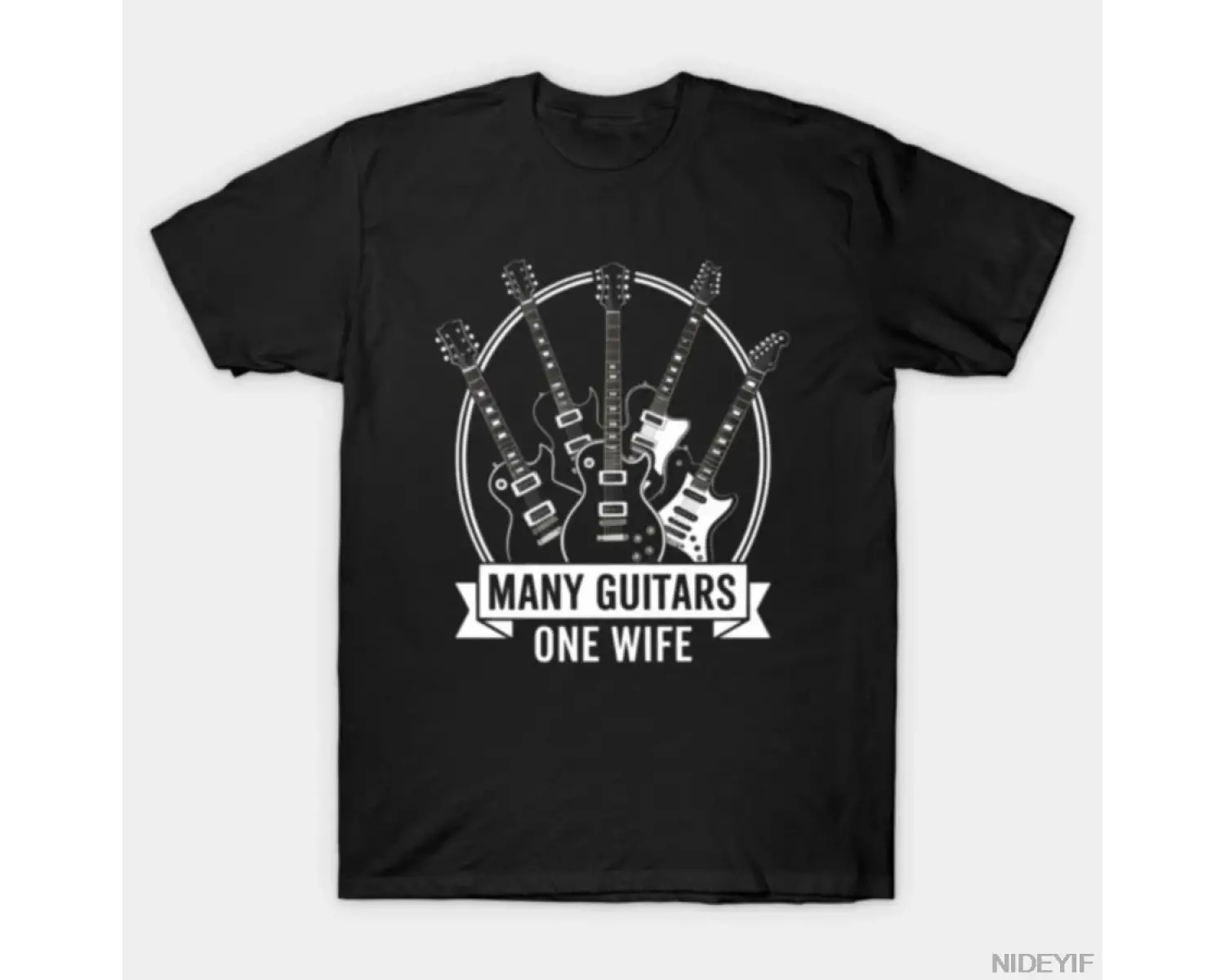 Birçok Gitar Bir Eş Komik Müzisyen Gitarist Mizah Tasarım Tişörtü Erkekler Kadınlar İçin %100