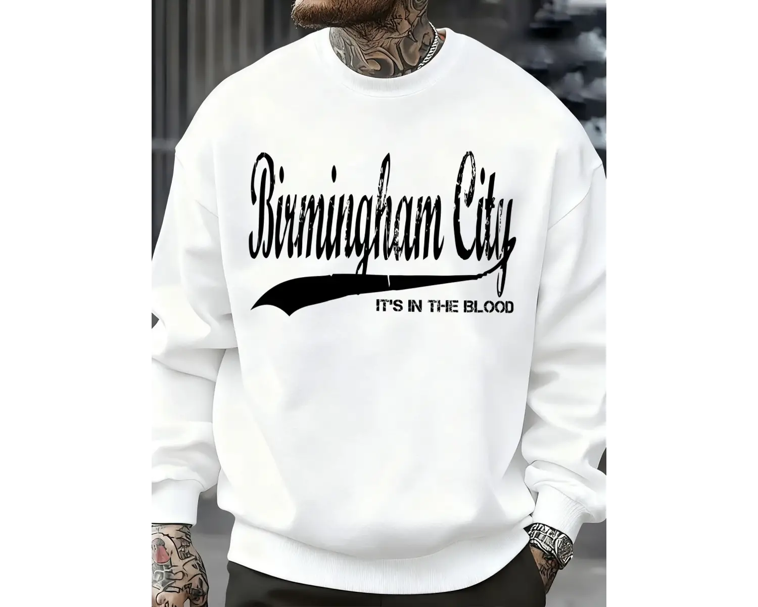 Birmingham City Mektup Baskılı Sonbahar Erkek Kazak Bisiklet Yaka Yumuşak Kazak Hip Hop Polar