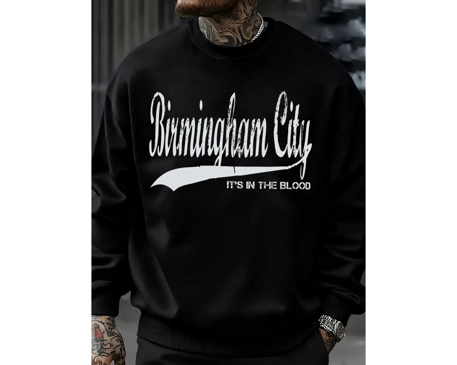 Birmingham City Mektup Baskılı Sonbahar Erkek Kazak Bisiklet Yaka Yumuşak Kazak Hip Hop Polar