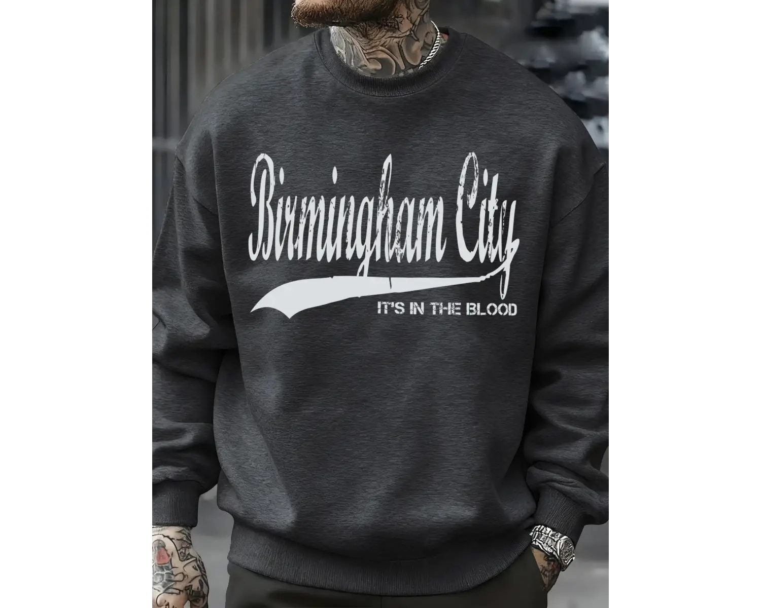 Birmingham City Mektup Baskılı Sonbahar Erkek Kazak Bisiklet Yaka Yumuşak Kazak Hip Hop Polar