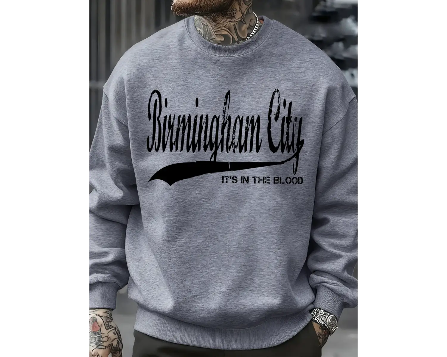 Birmingham City Mektup Baskılı Sonbahar Erkek Kazak Bisiklet Yaka Yumuşak Kazak Hip Hop Polar