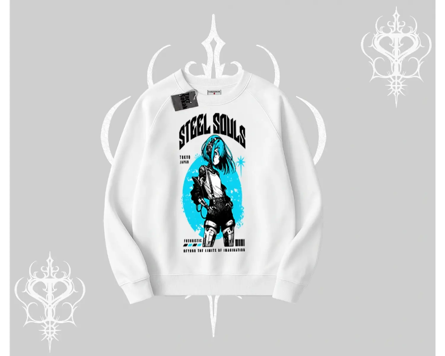 Biskilet Sweatshirt Anime Cyberpunk Kız Baskılı