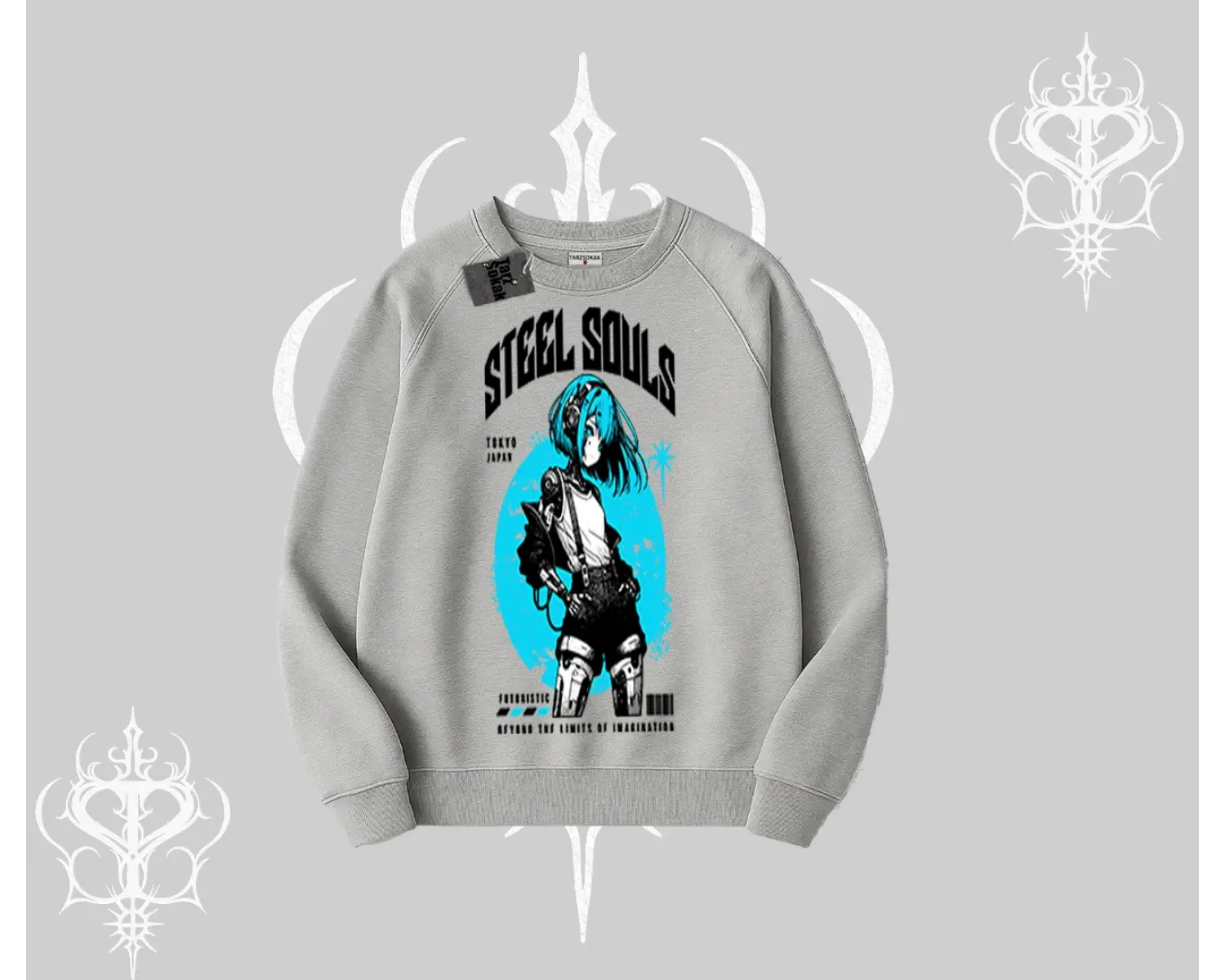 Biskilet Sweatshirt Anime Cyberpunk Kız Baskılı