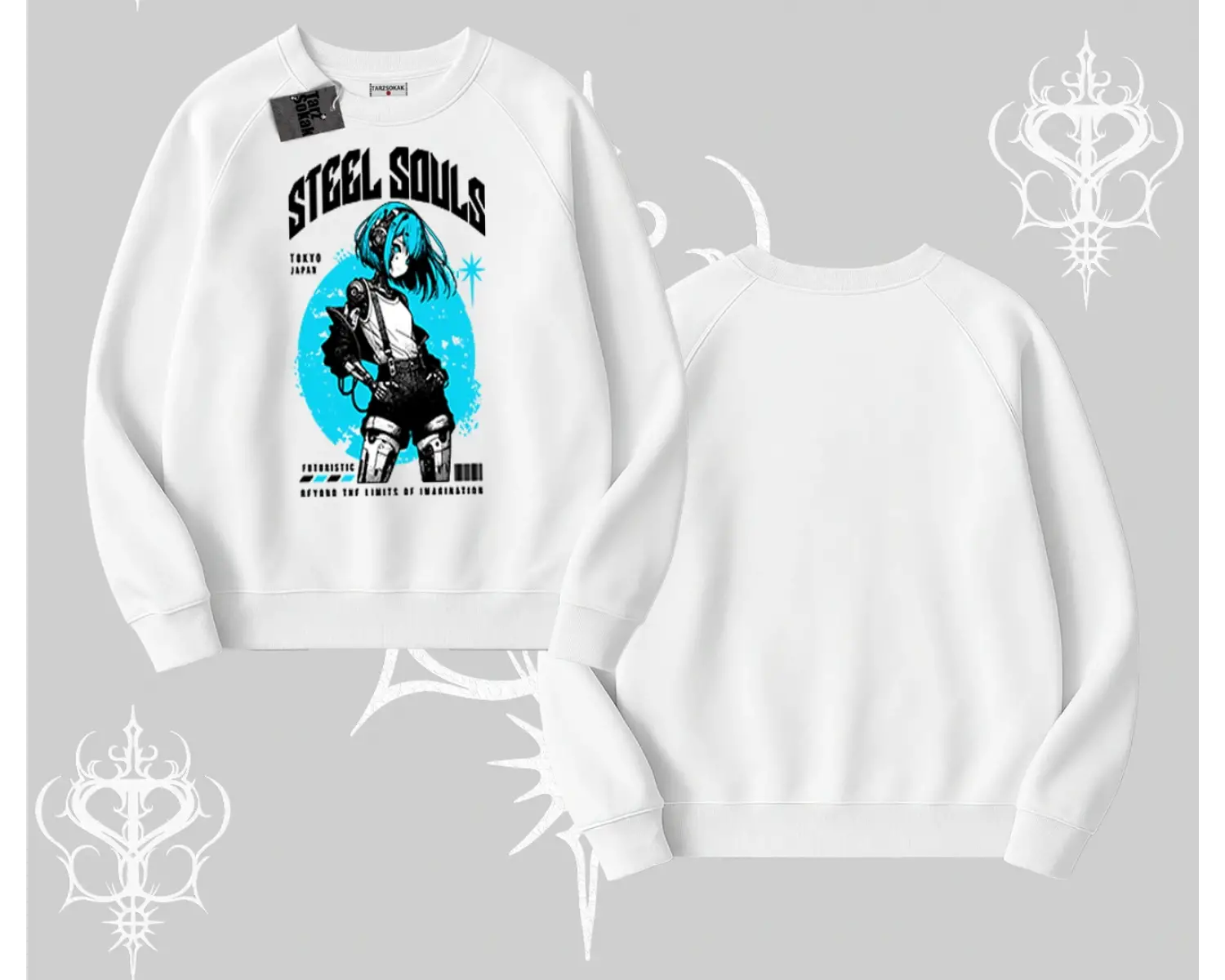 Biskilet Sweatshirt Anime Cyberpunk Kız Baskılı