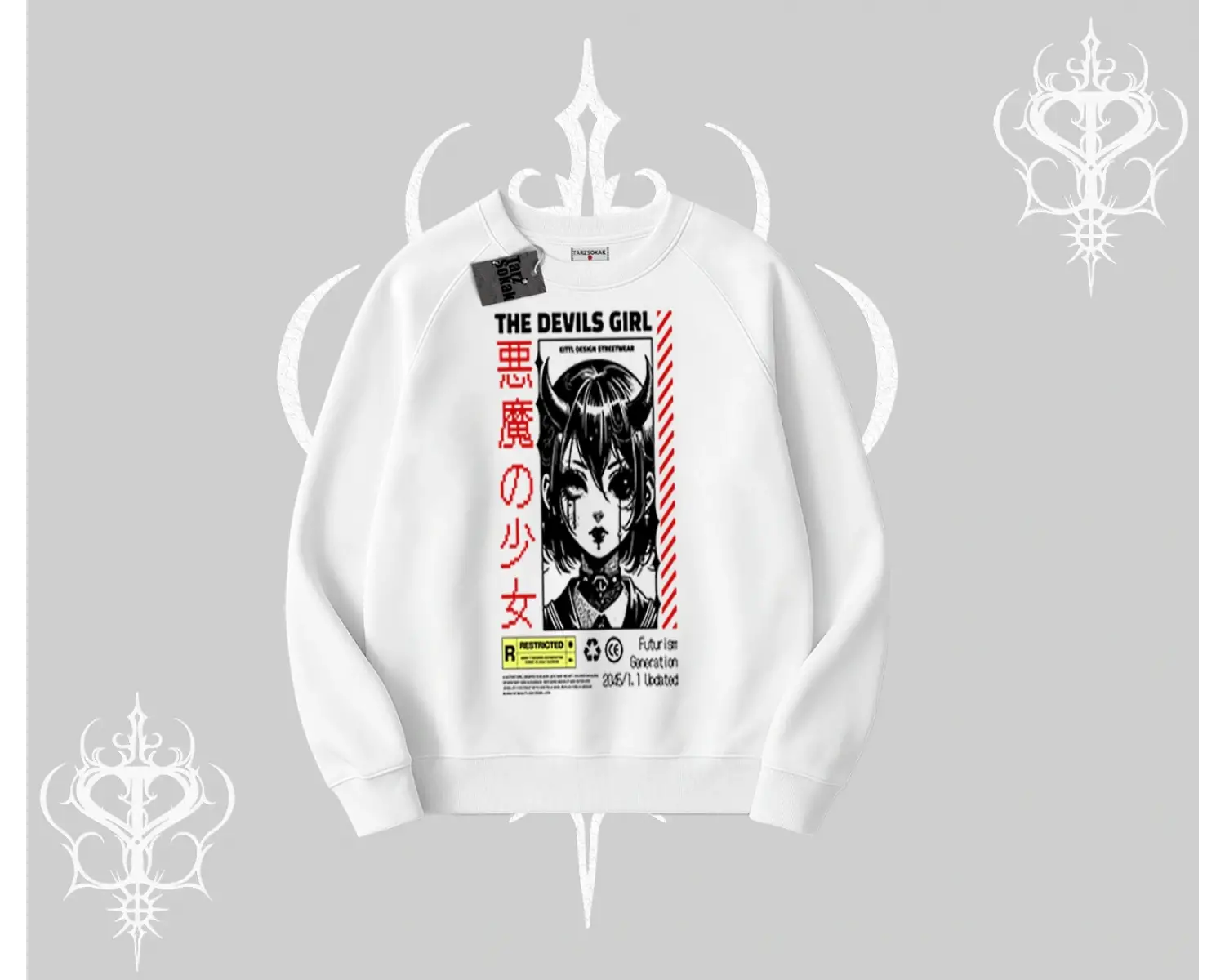 Biskilet Sweatshirt Anime Devils Girl Japanese Style Baskılı