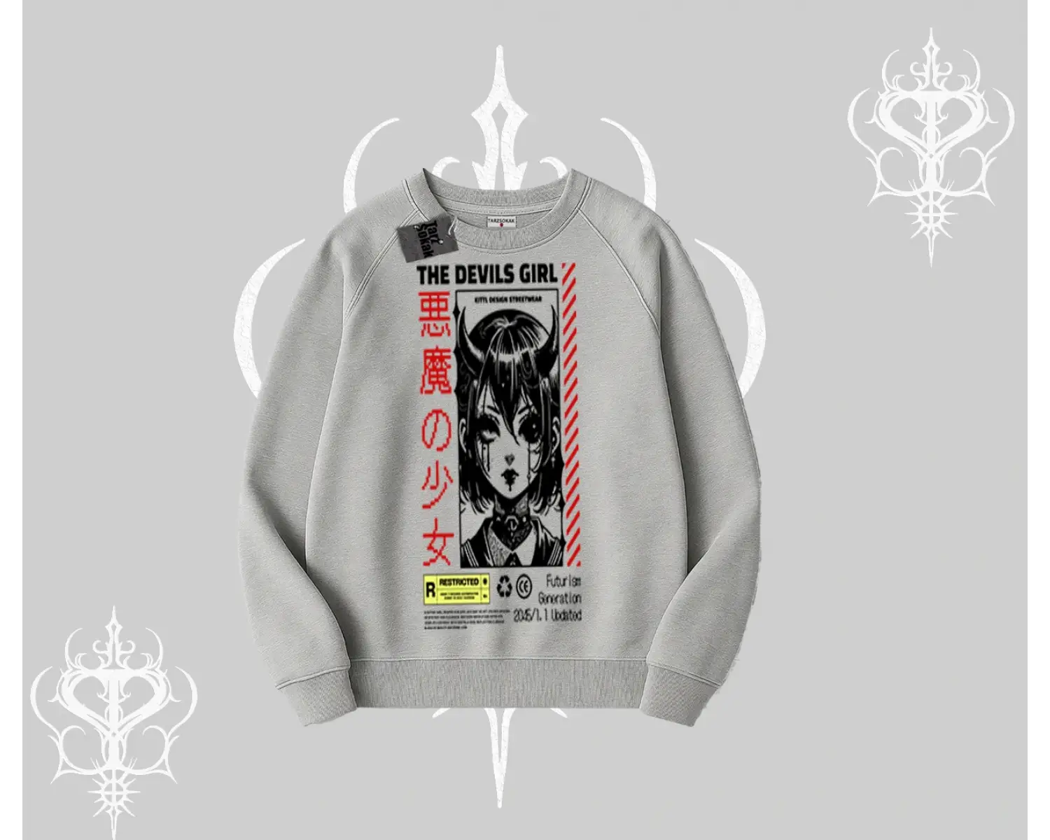 Biskilet Sweatshirt Anime Devils Girl Japanese Style Baskılı