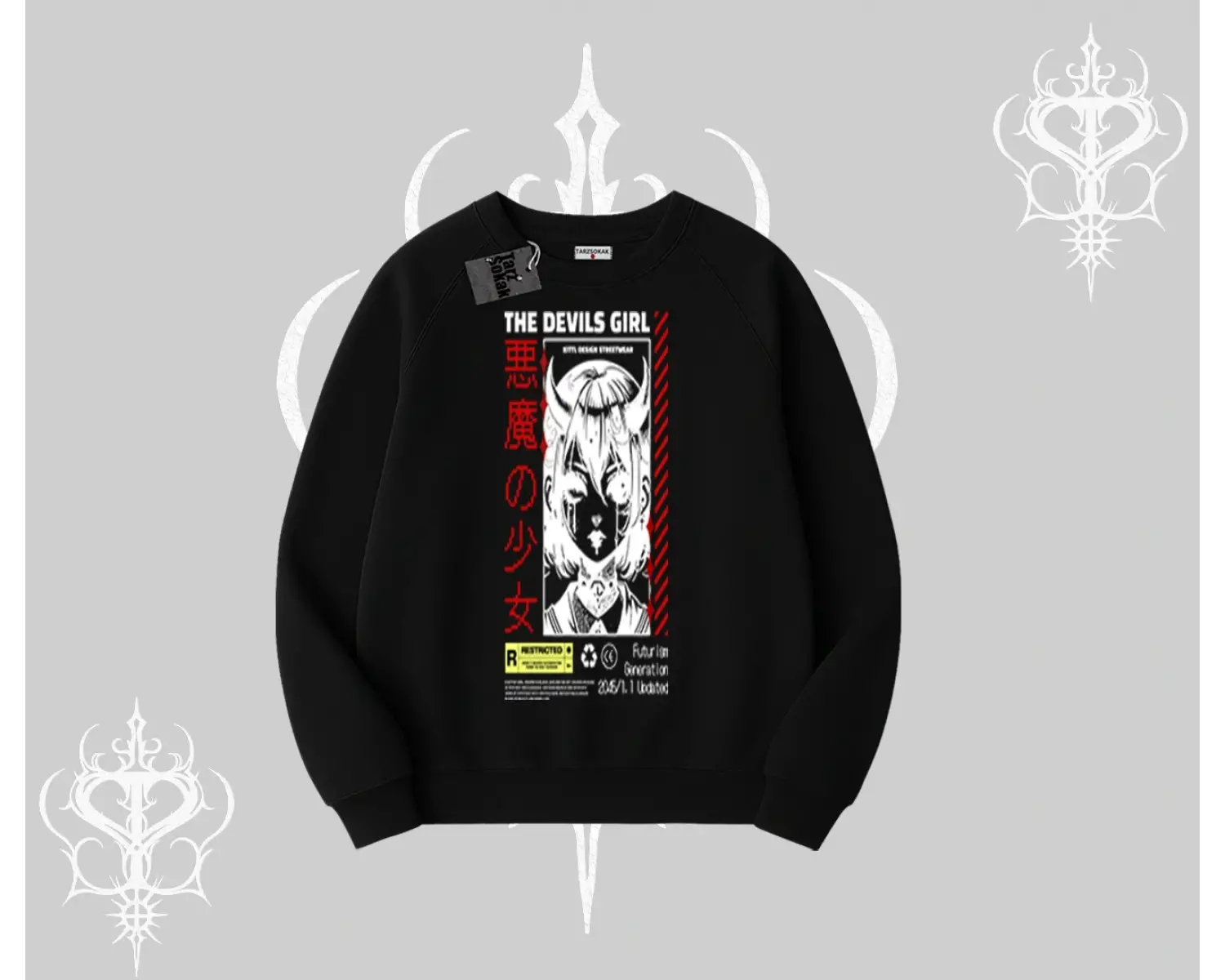 Biskilet Sweatshirt Anime Devils Girl Japanese Style Baskılı