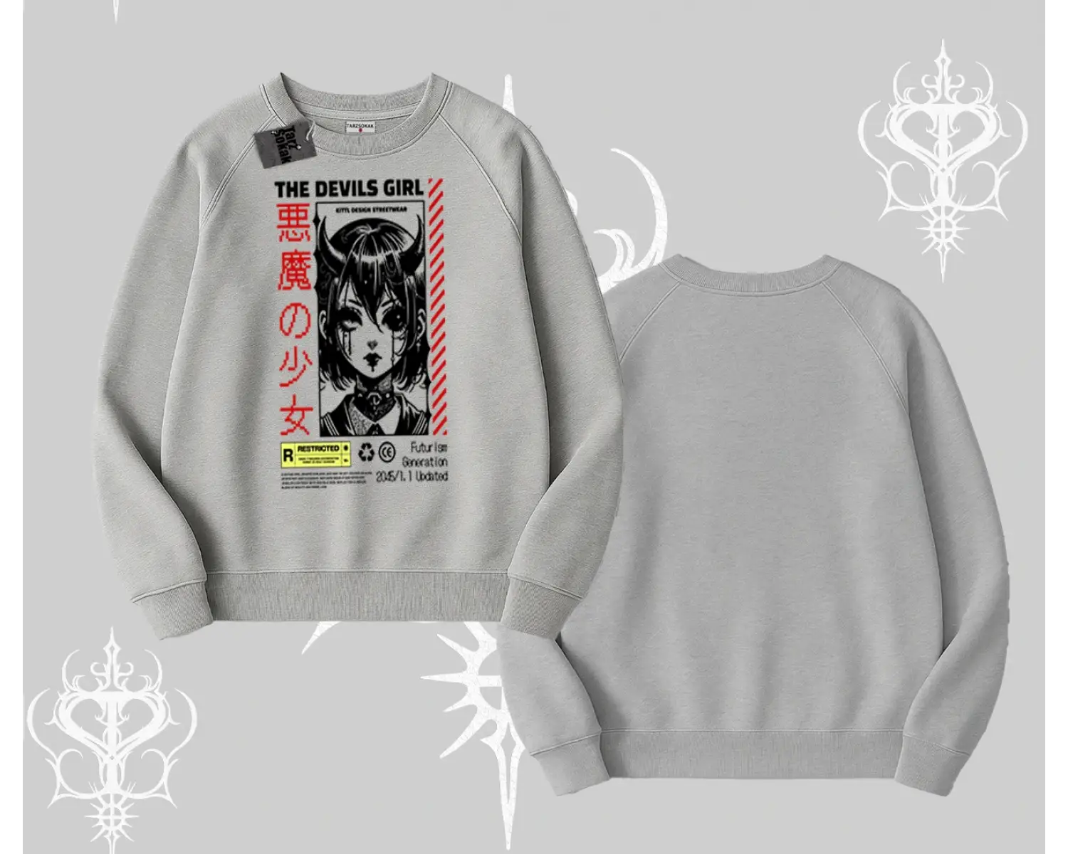 Biskilet Sweatshirt Anime Devils Girl Japanese Style Baskılı