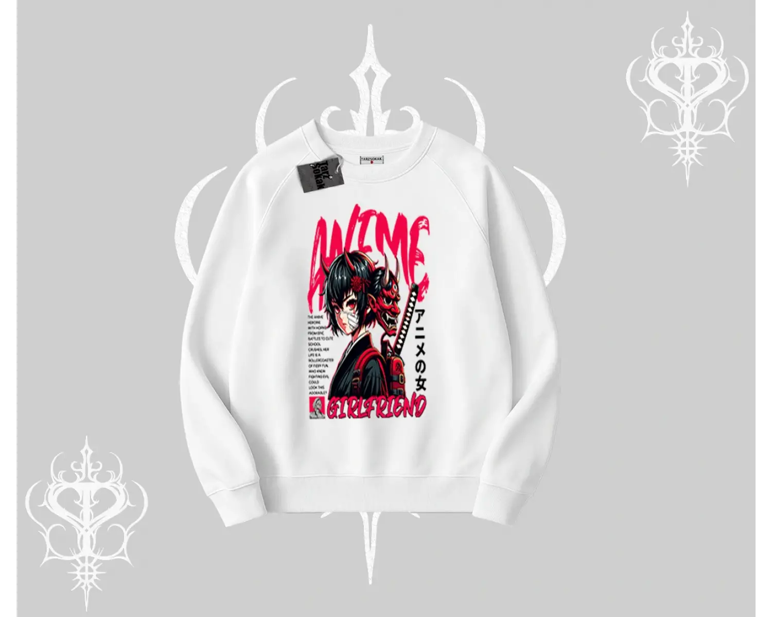 Biskilet Sweatshirt Anime Girlfriend Kırmızı