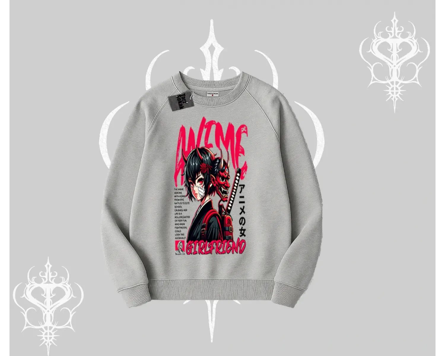 Biskilet Sweatshirt Anime Girlfriend Kırmızı